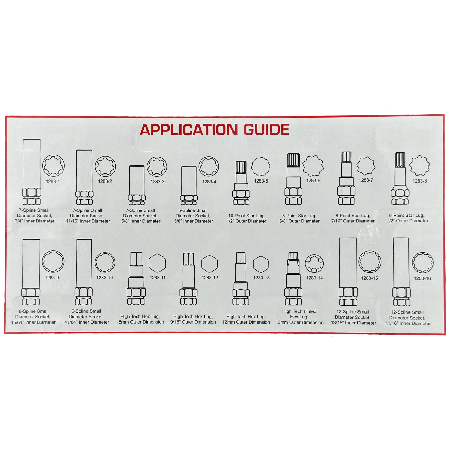 01283 16pc Double Head Locking Lug Nut Master Key Set with Case