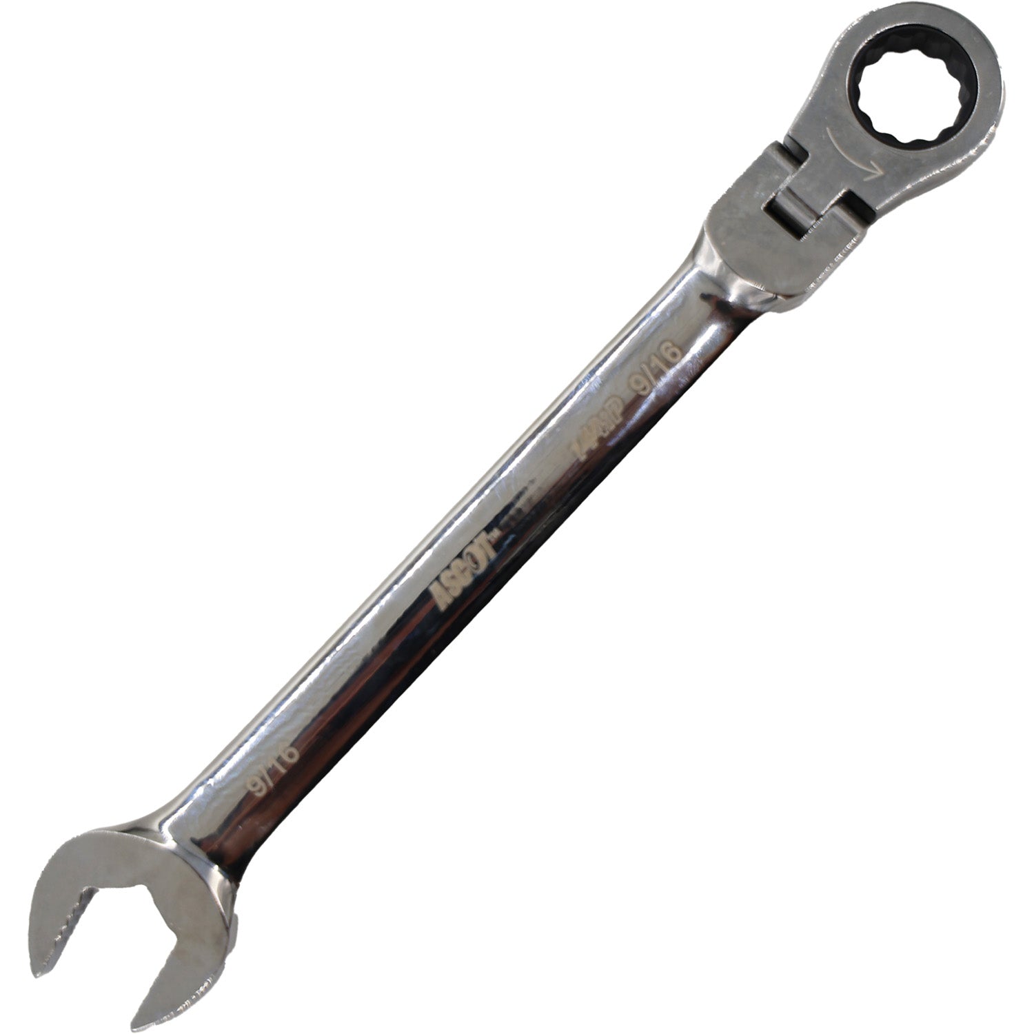 Ascot 9/16" Flex Head Open End Combination Wrench