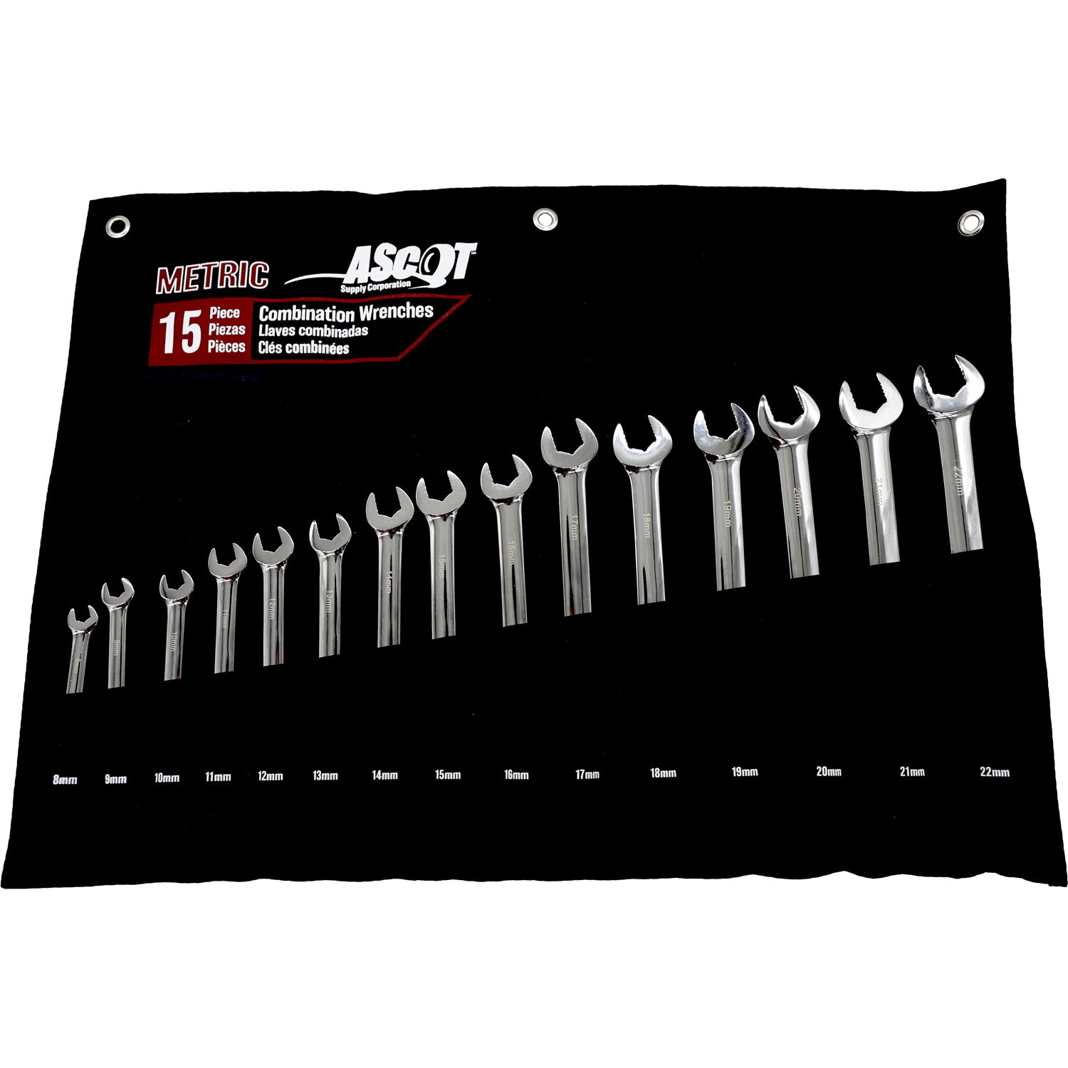 Ascot 15 Piece Metric Combination Long Wrench Set