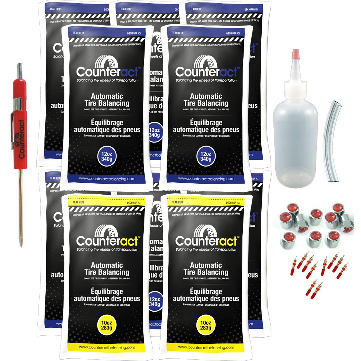 Counteract DIYK-1012 Tire Balancing Beads 2 - 10oz and 8 - 12oz DIY Kit (116oz)