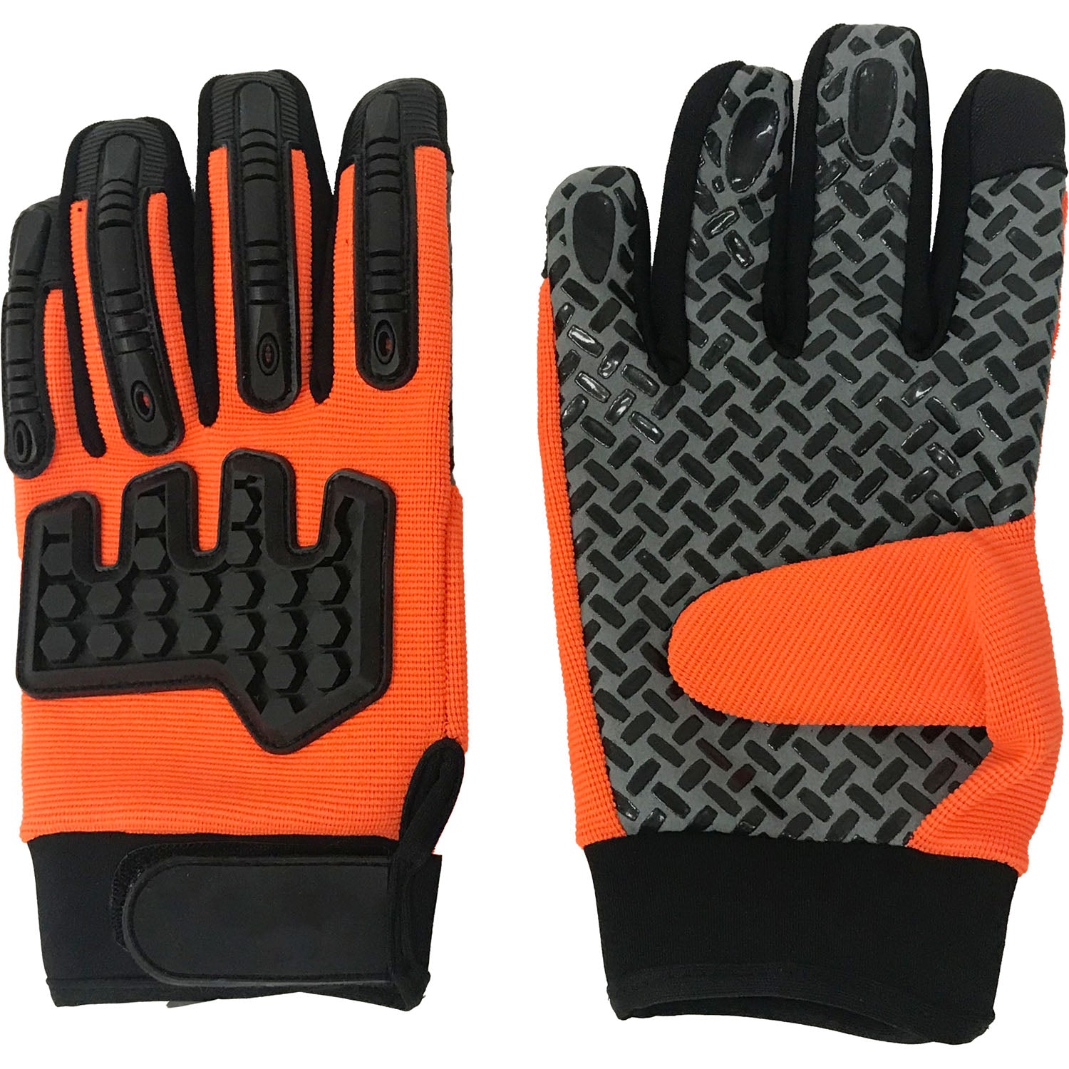 High Visibility Mechanics Gloves Orange and Black 1 Pair