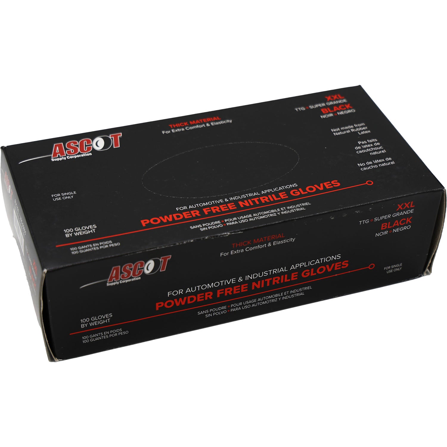 Ascot Powder Free Nitrile Gloves 5 Mil Black XX-Large Box of 100