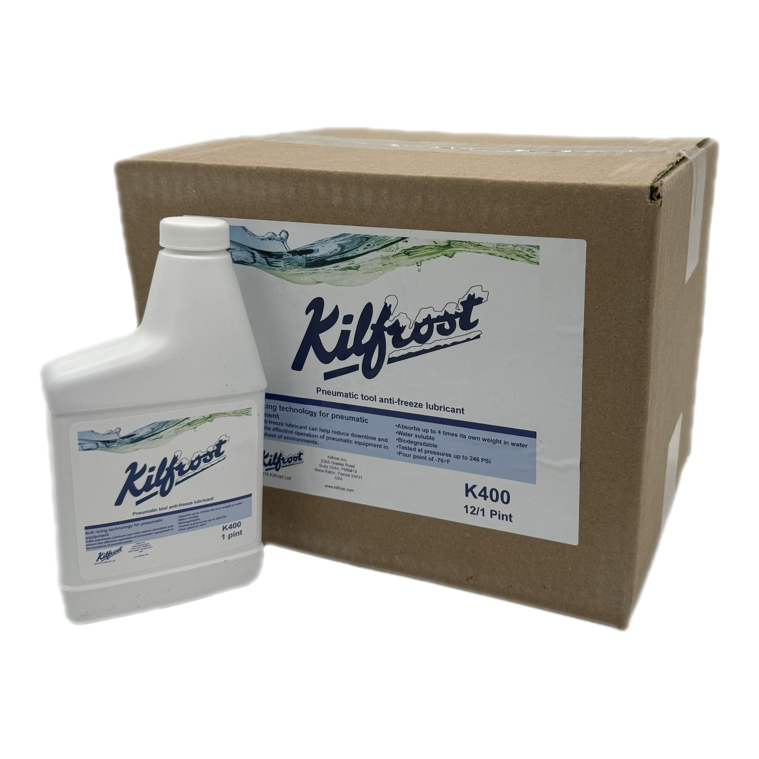 Kilfrost K400 Pneumatic Anti-Freeze Air Line and Tool Lube 1 Pint - Pack of 12