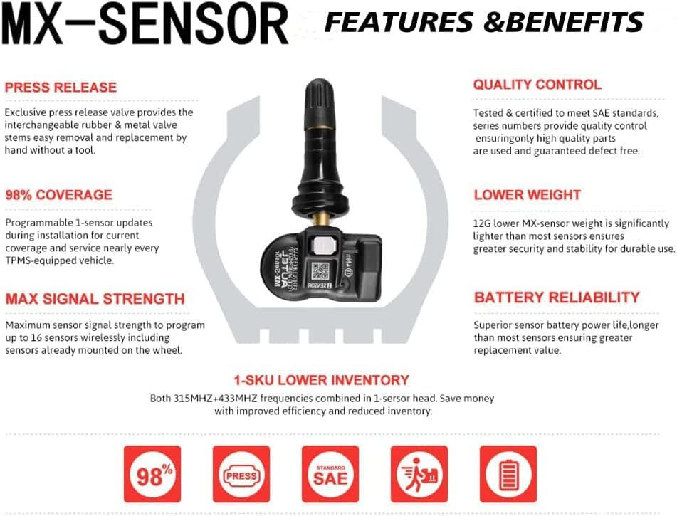 Sensor universal programable TPMS Autel MX-Sensor de 315 MHz y 433 MHz