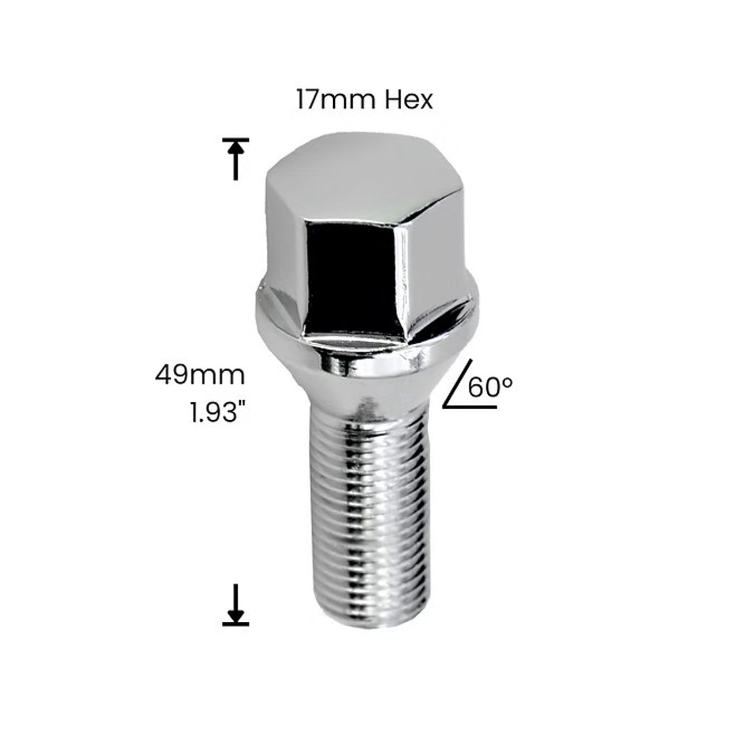 Premium Service M12x1.25 Bulge Acorn Wheel Lug Bolt 17mm Hex Pack of 20
