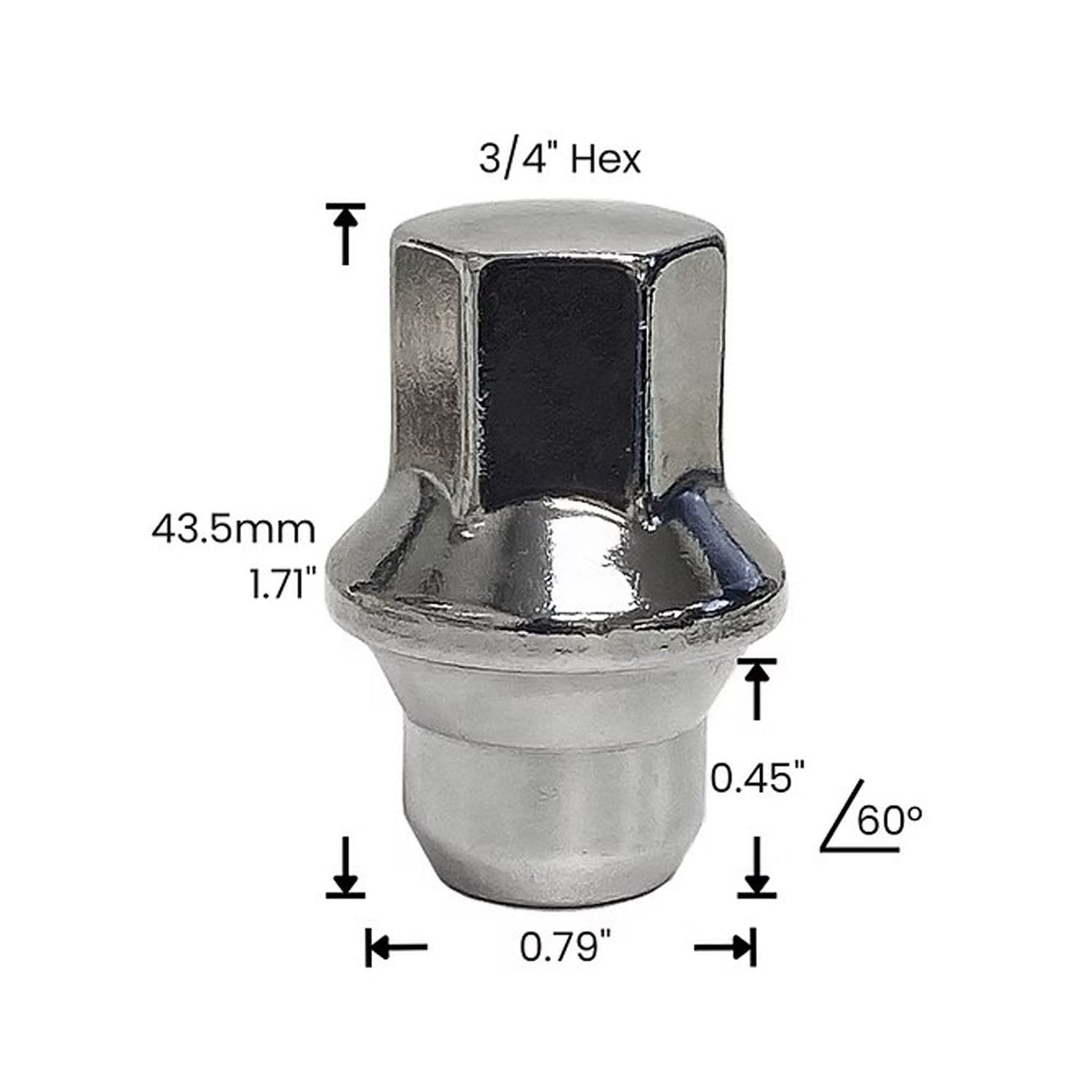 Premium Service M12x1.50 Flattop 3/4" Hex Wheel Lug Nut Pack of 20