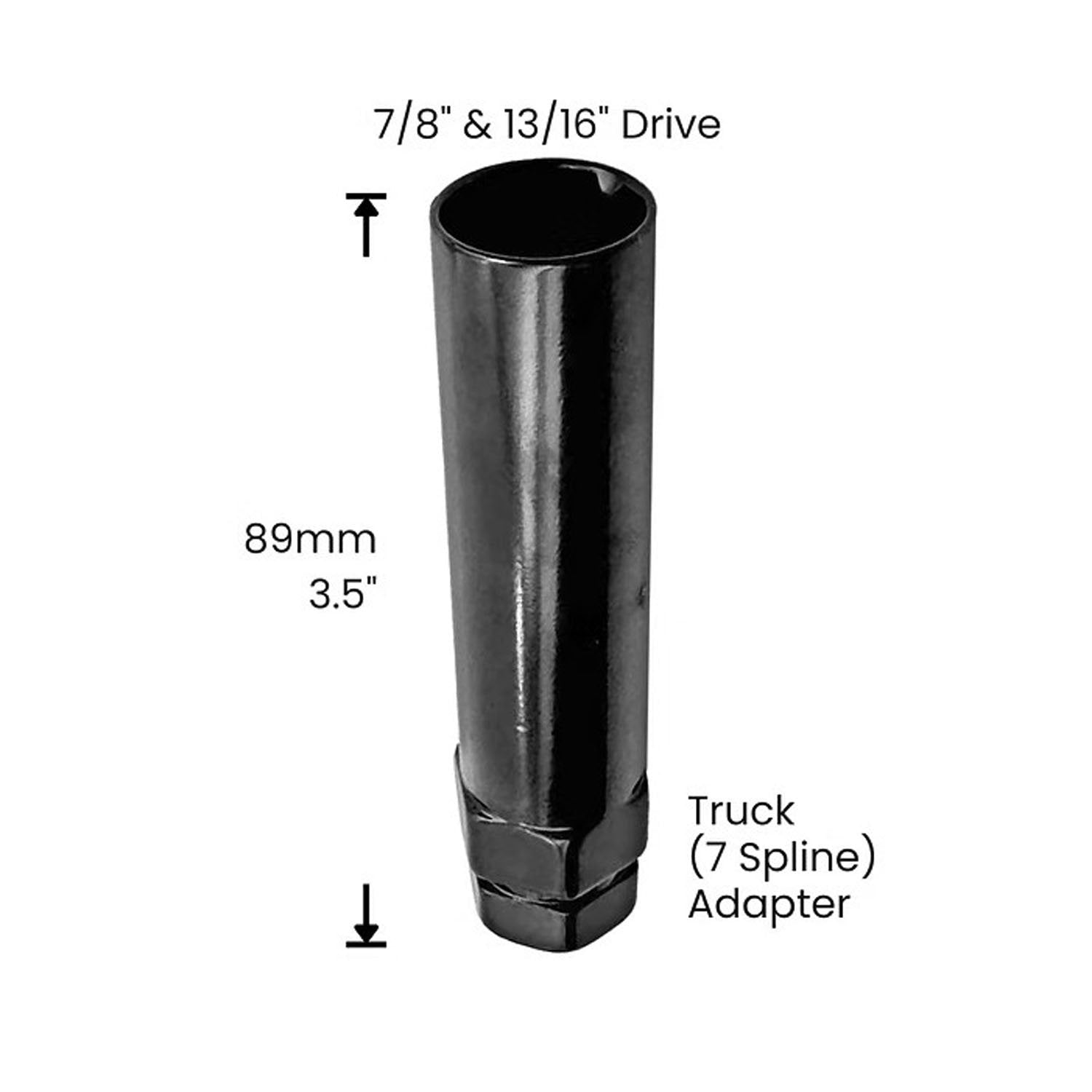 Premium Service 7-Spline Key for Wheel Lug Nuts - 7/8" and 13/16" Drive - Black