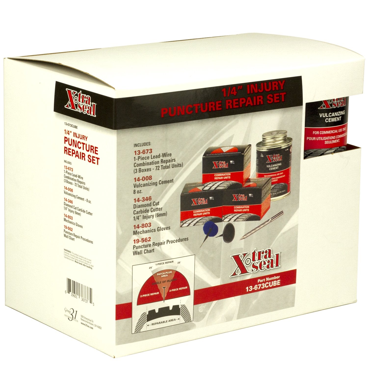 Xtra Seal 13-673CUBE 1/4" Injury Puncture Repair Set
