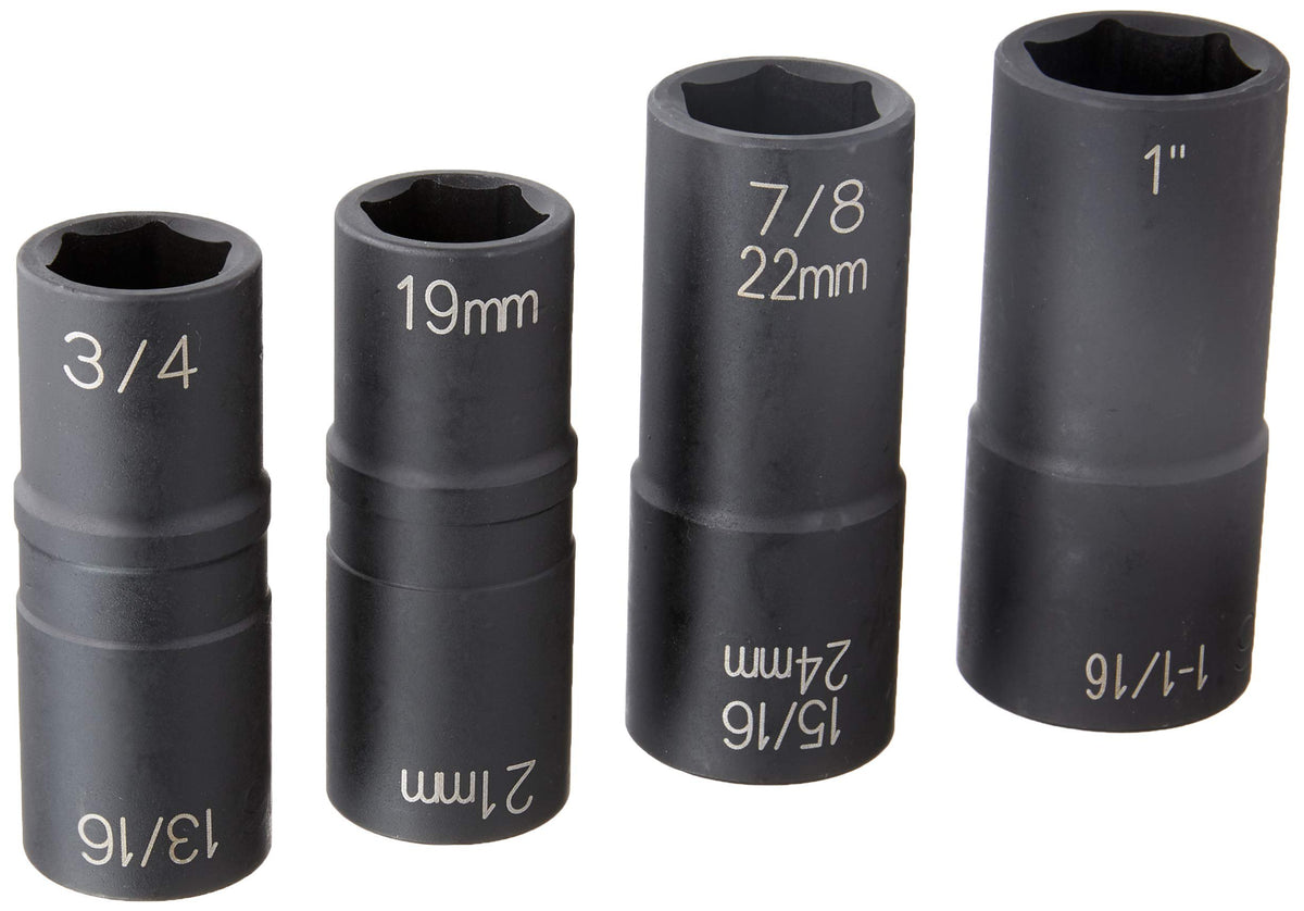 Juego de vasos delgados estilo Flip de pared profunda Grey Pneumatic 1504FW de 1/2" y 4 piezas