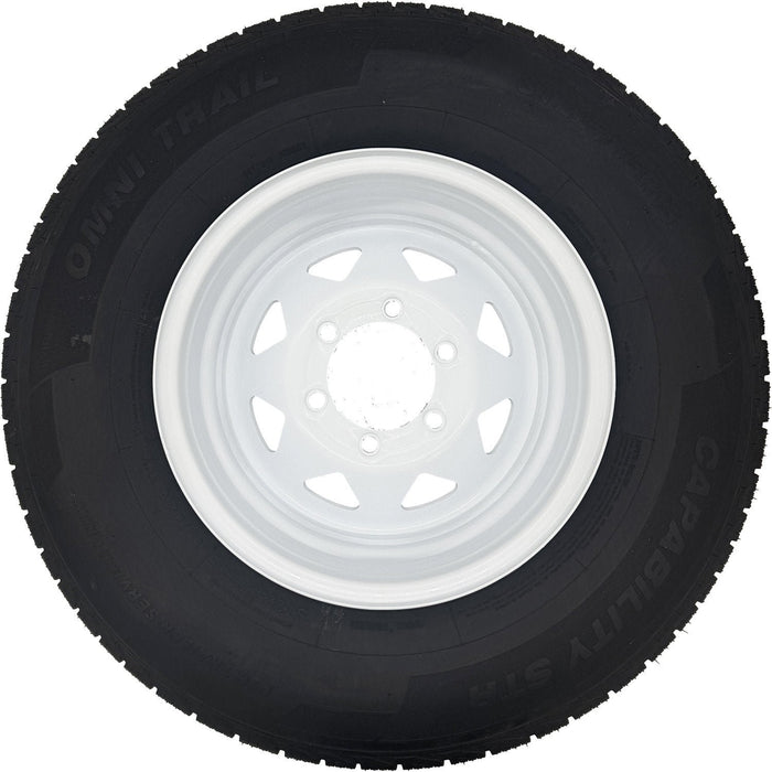 Omni Trail Capability STR 225/75R15 LRE 10 Ply Trailer Tire on a 6 on 5.5 Spoked Wheel