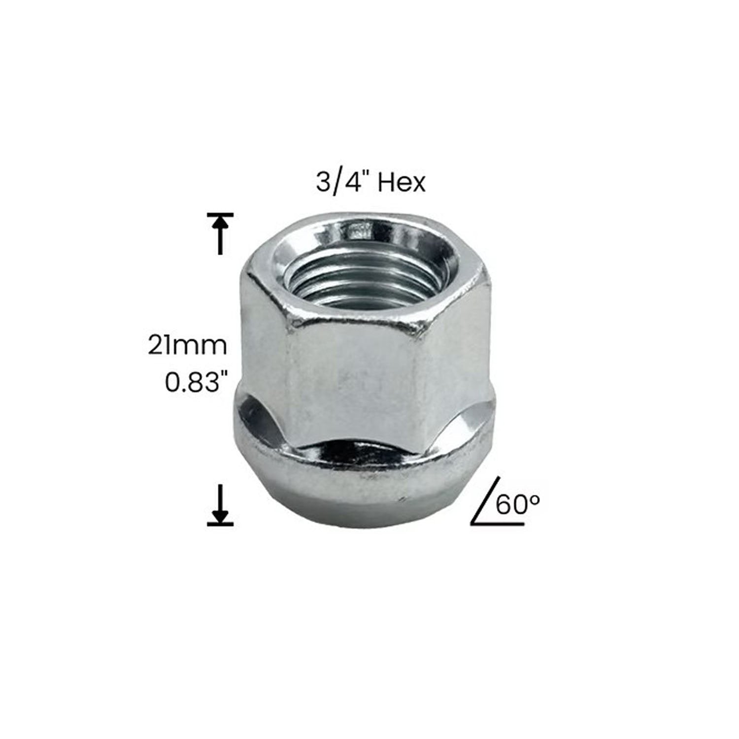 Premium Service M14x1.50 Open End Bulge Acorn Zinc Wheel Lug Nut 3/4" Hex Pack of 20