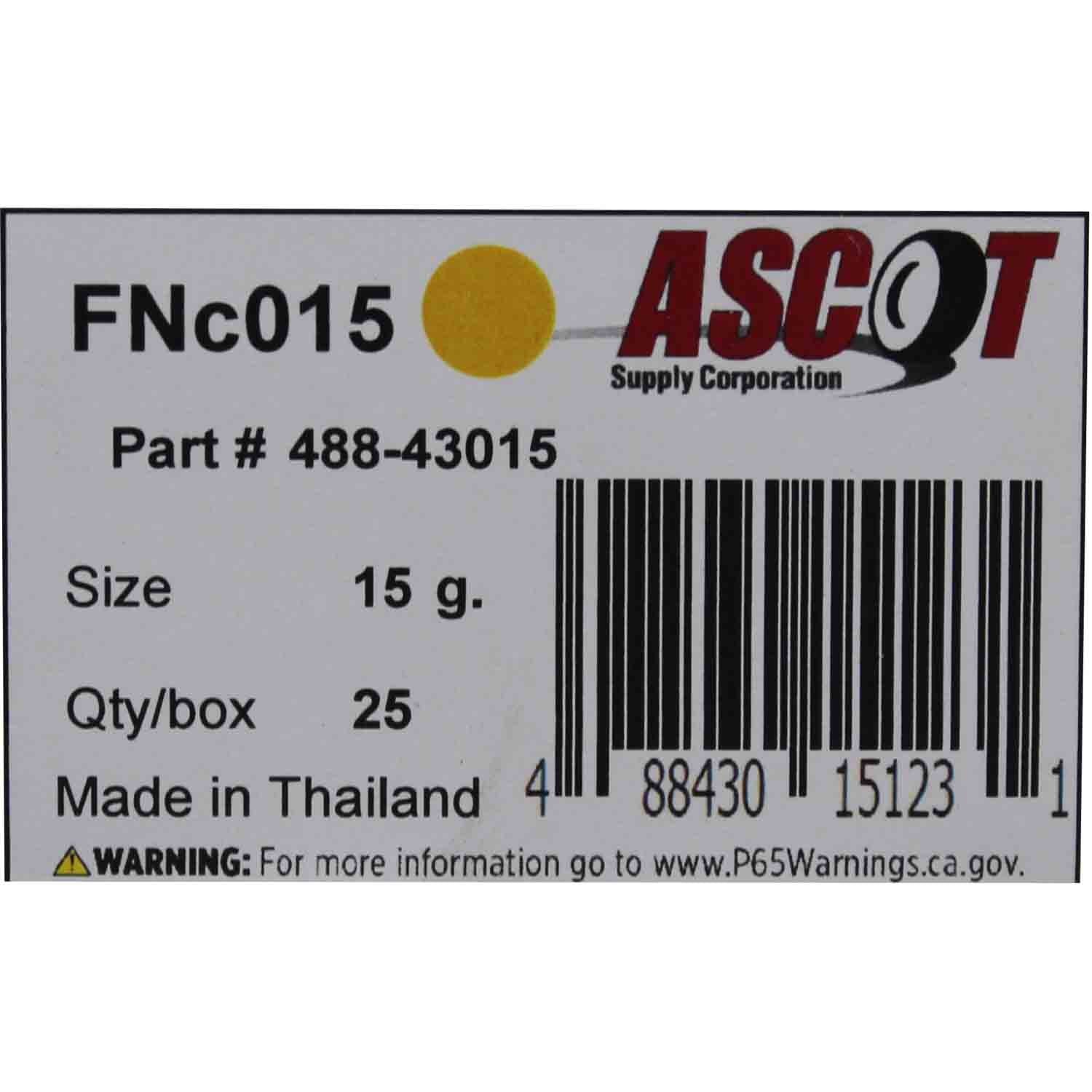 Ascot FN Style Coated Lead Clip-On Wheel Weight 15gm (.50oz) - Box of 25
