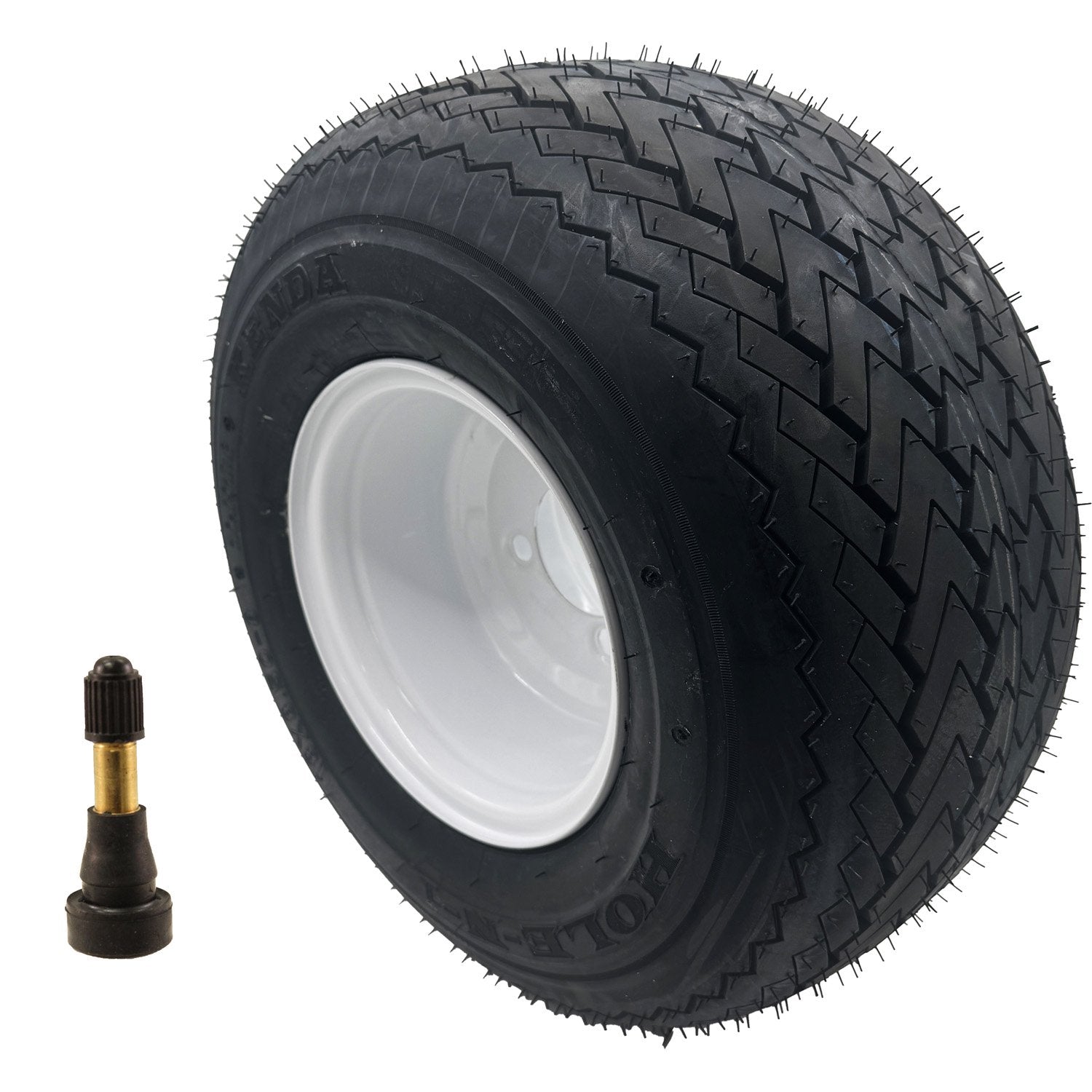Golf Cart Tire & Wheel Assembly 18x8.50-8 4 Ply Kenda Hole-N-1 on 4 on 4 White Wheel