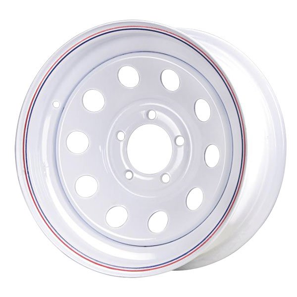 Premium Service 15x5 5 on 4.75 Modular Steel Trailer Wheel - White with Pinstripes
