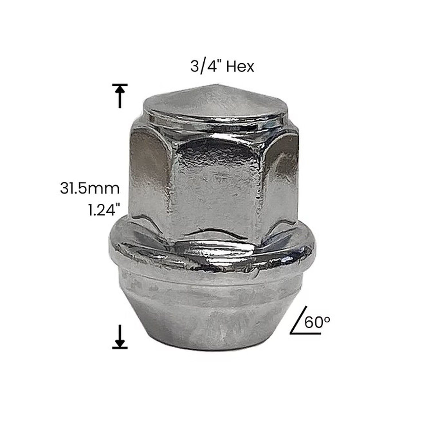 Premium Service M12x1.50 Bulge Acorn 13/16" Hex Wheel Lug Nut Pack of 20