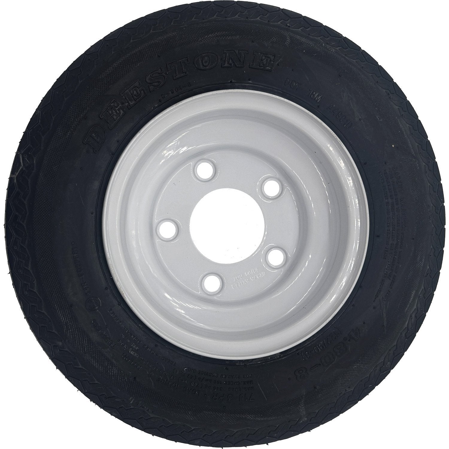 4.80-8 LRC 6 Ply Deestone D901 Trailer Tire on a 5 on 4.5 Steel Wheel
