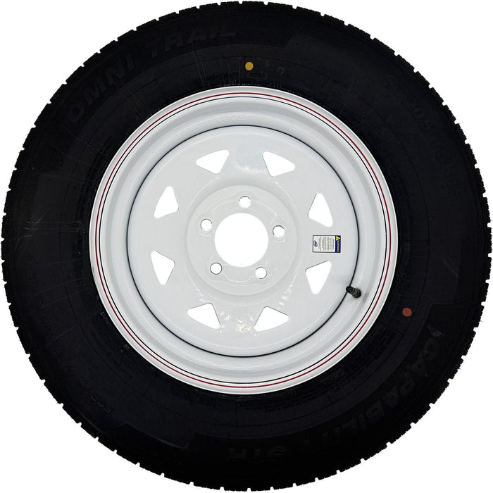 Omni Trail Capability STR 205/75R15 LRD 8 Ply Trailer Tire on a 5 on 4.5 Spoked Wheel