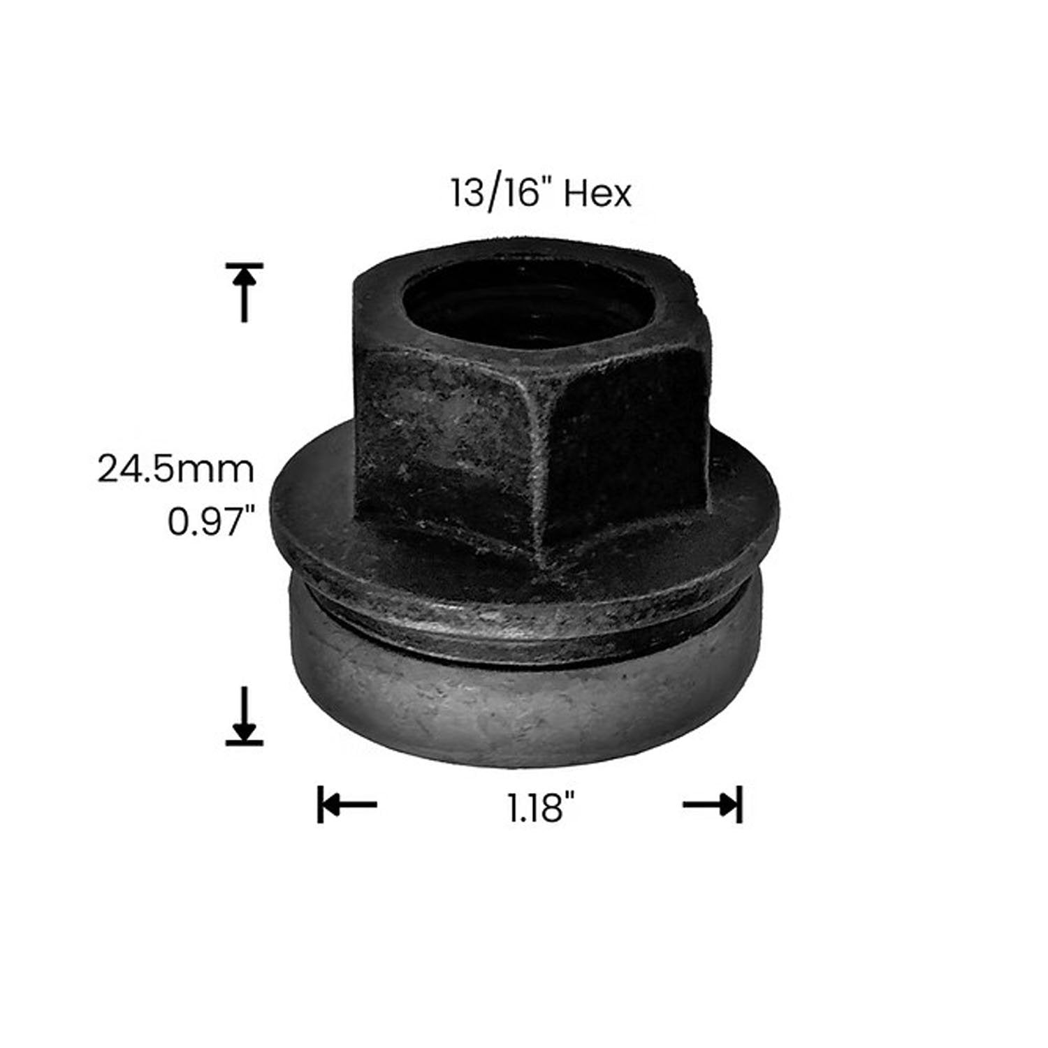 Premium Service M14x1.50 Heavy Duty Open End Wheel Lug Nut 13/16" Hex - Black Pack of 20
