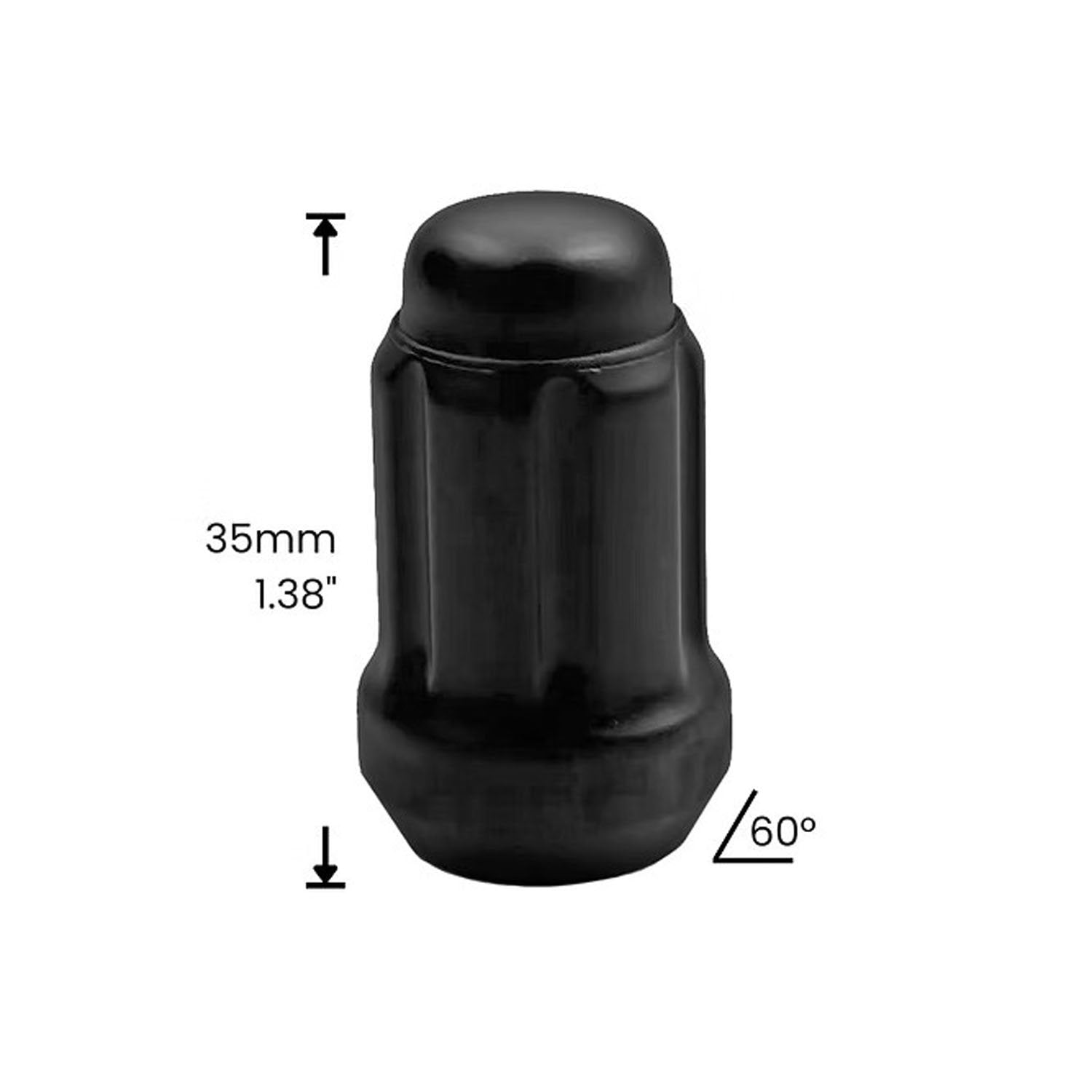 Premium Service M12x1.50 6-Spline Wheel Lug Nut - Black Pack of 20