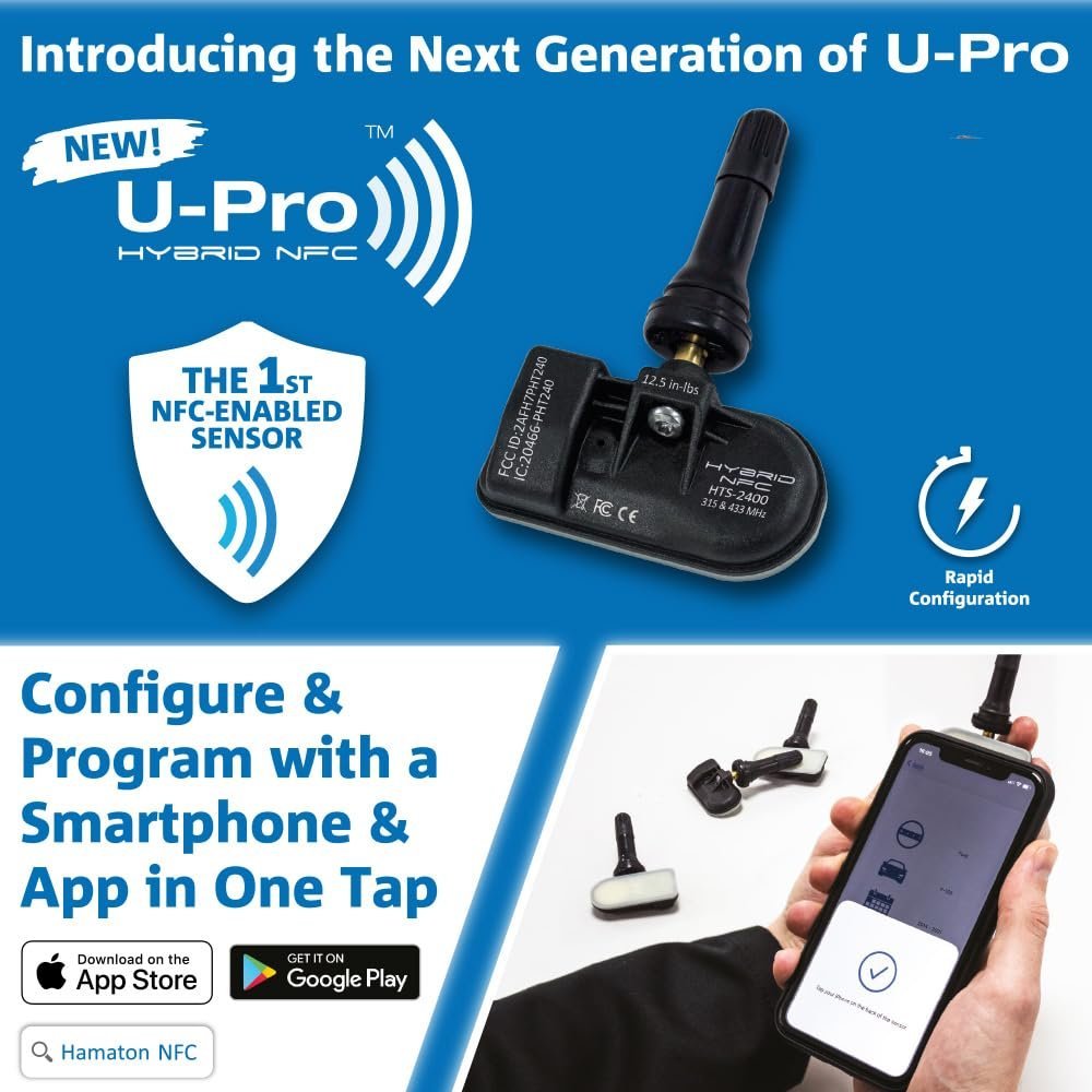 Hamaton U-Pro HTS-A78EG Hybrid NFC TPMS Universal Sensor with Snap-in Valve Stem