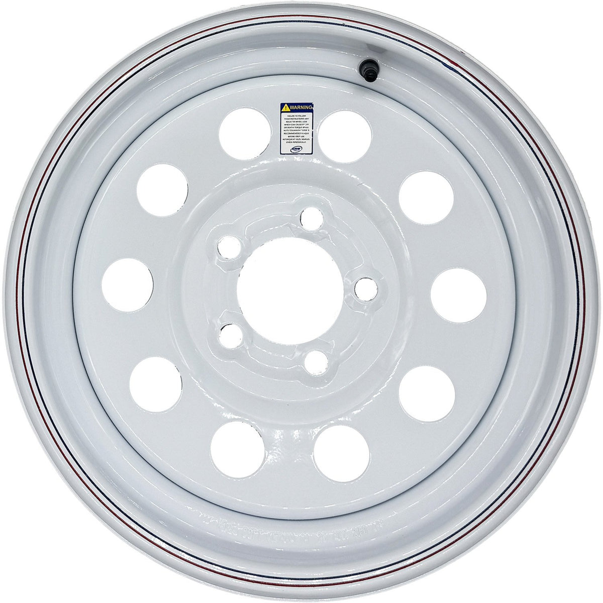 Premium Service 15x5 5 on 4.5 Modular Steel Trailer Whl White w/ Pinstripes