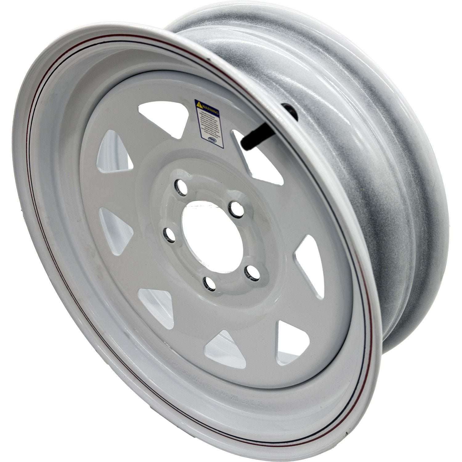 Premium Service 15x5 5 on 4.5 Spoked Steel Trailer Wheel - White with Pin Stripes