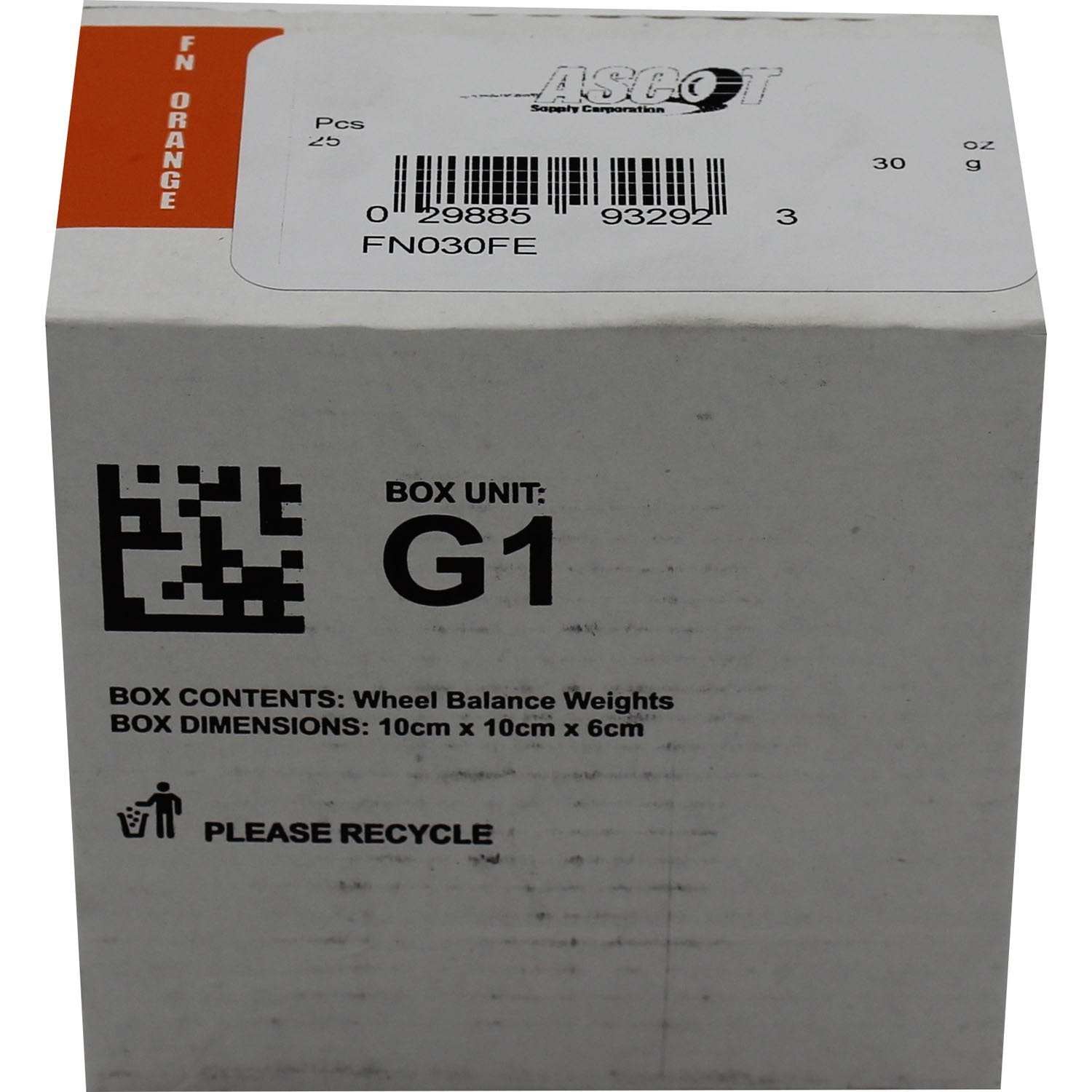 Ascot Perfect Equipment FN030FE Coated Steel Wheel Weight 30gm (1.00oz) - Box of 25