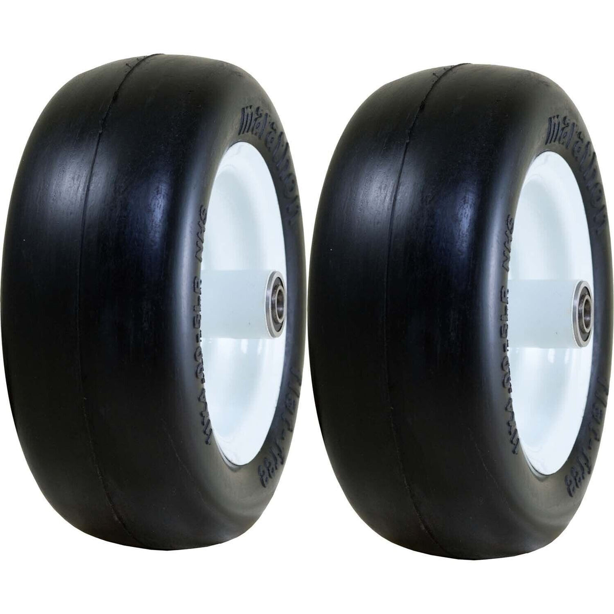 Marathon 01410P Flat Free Smooth Lawn and Garden Tire on Rim 11x4.00-5 Pack of 2