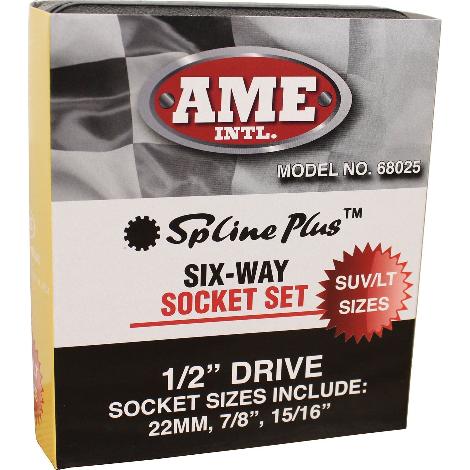AME International 68025 Spline Plus Six-Way 1/2" Drive Socket Set - 3 Piece