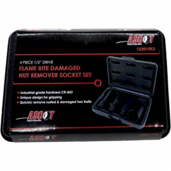 Ascot 1/2" Dr Flank Bite Lug Nut Remover 4pc Set