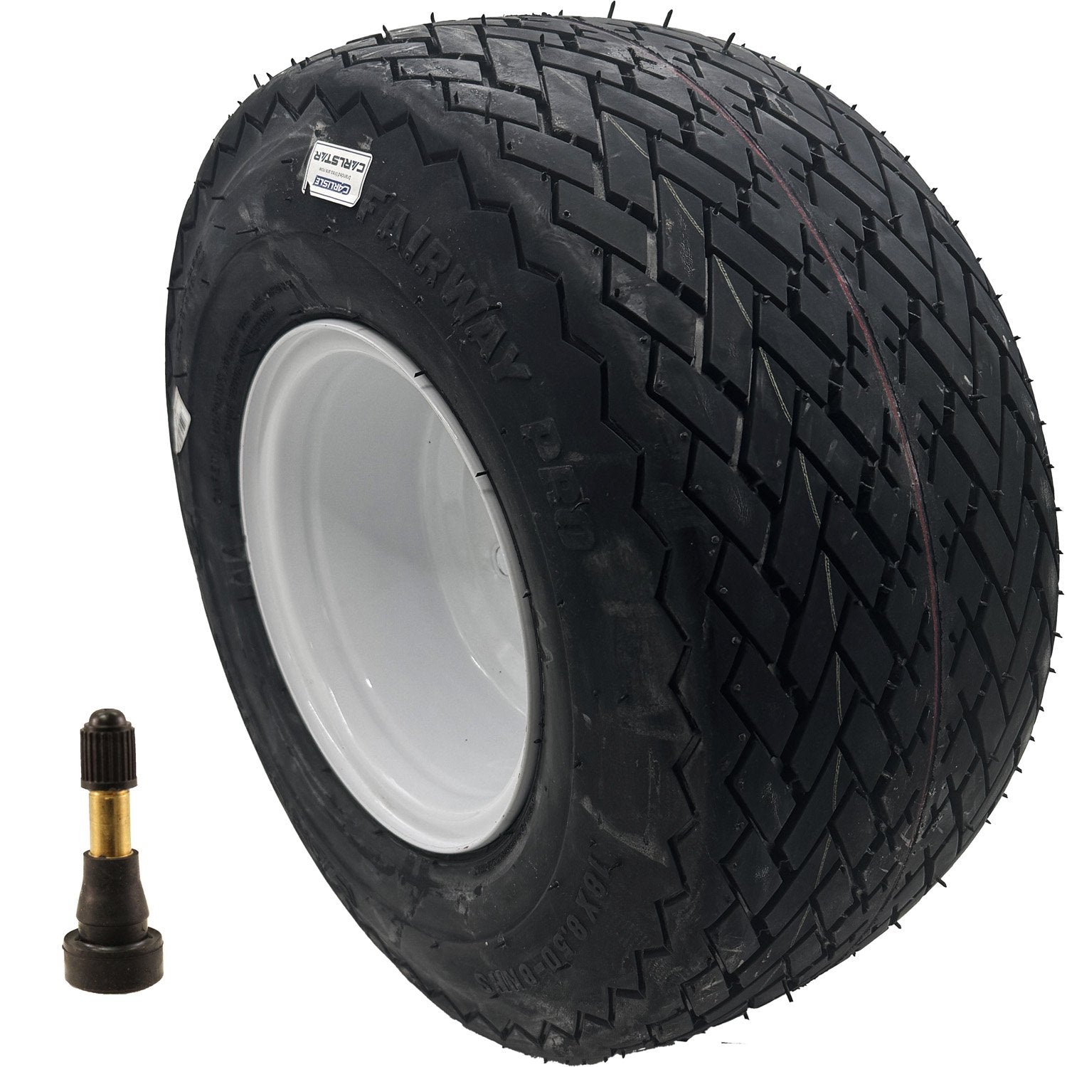 Golf Cart Tire & Wheel Assembly 18x8.50-8 4 Ply Carlisle Fairway Pro on 4 on 4 White Steel Wheel