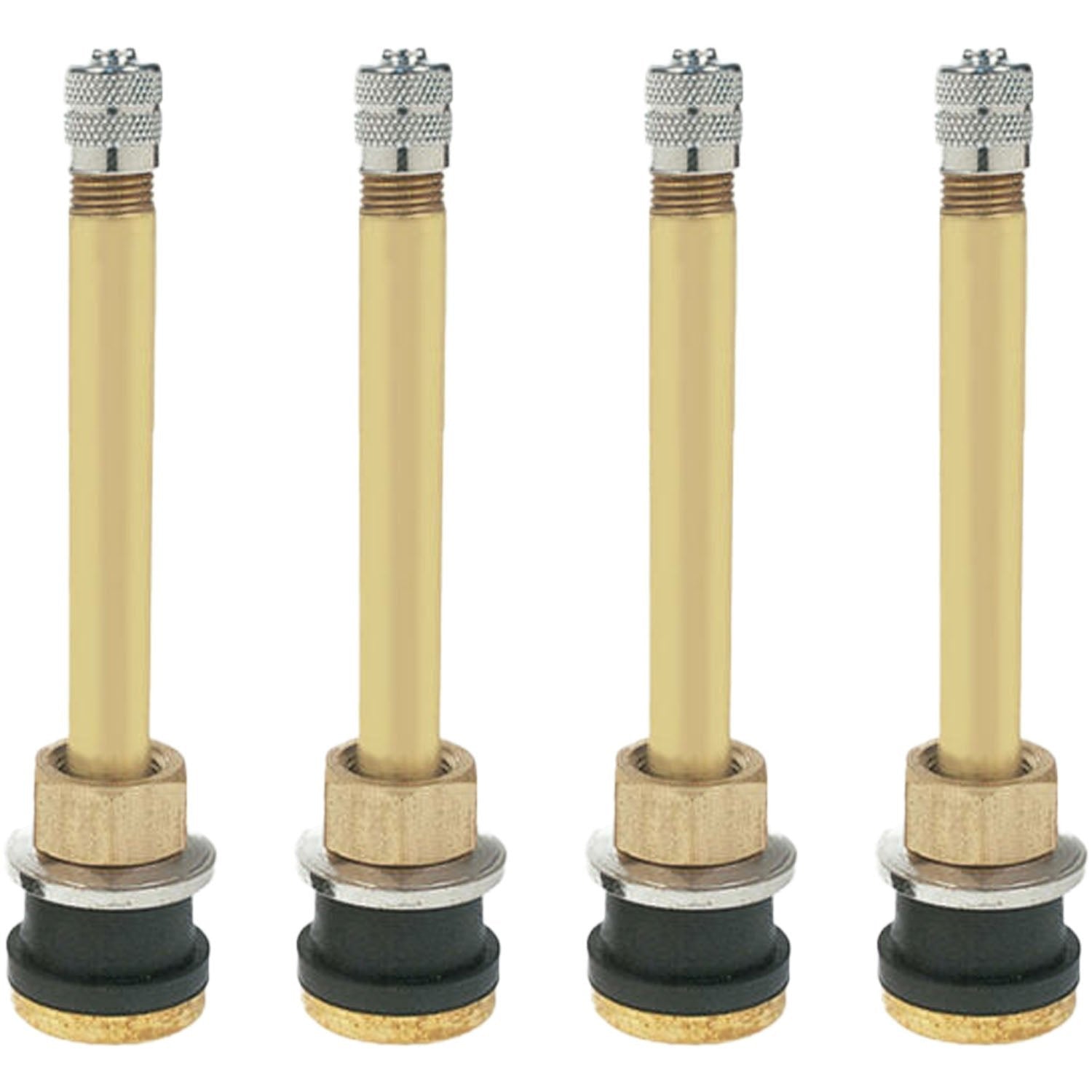Válvula TR571 de latón para neumáticos sin cámara, de 3-3/8" para camión, con abrazadera, paquete de 4