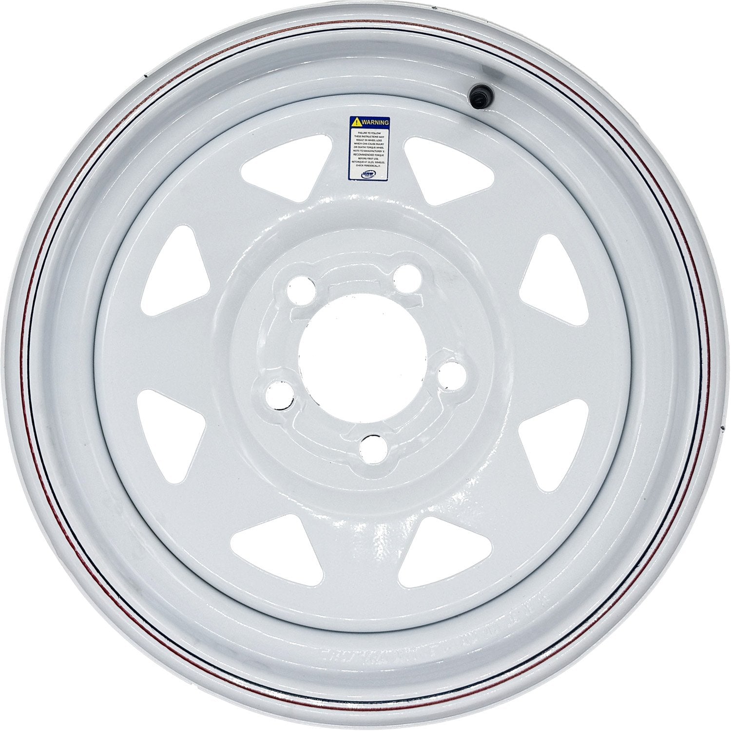 Premium Service 15x5 5 on 4.5 Spoked Steel Trailer Wheel - White with Pin Stripes