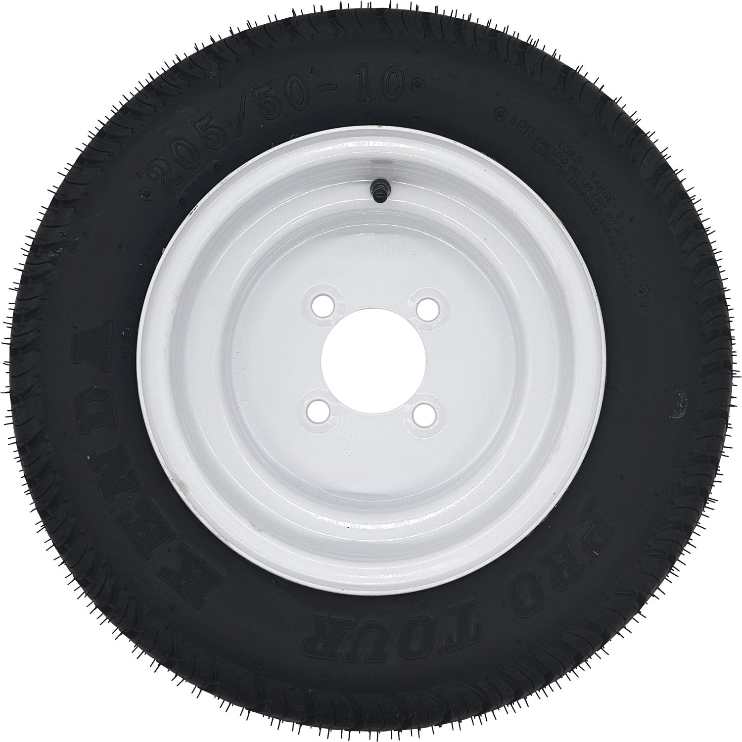 Golf Cart Tire & Wheel Assembly 205/50R10 4 Ply Kenda Pro Tour Radial on 4 on 4 White Wheel