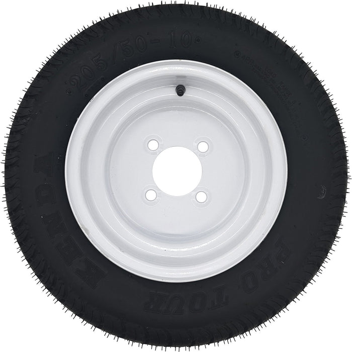Golf Cart Tire & Wheel Assembly 205/50R10 4 Ply Kenda Pro Tour Radial on 4 on 4 White Wheel