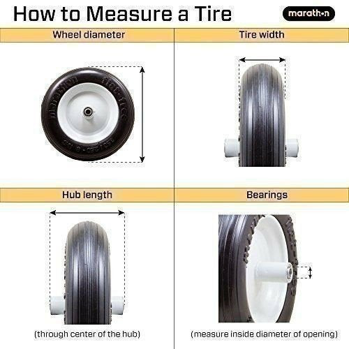 Marathon 01410P Flat Free Smooth Lawn and Garden Tire on Rim 11x4.00-5