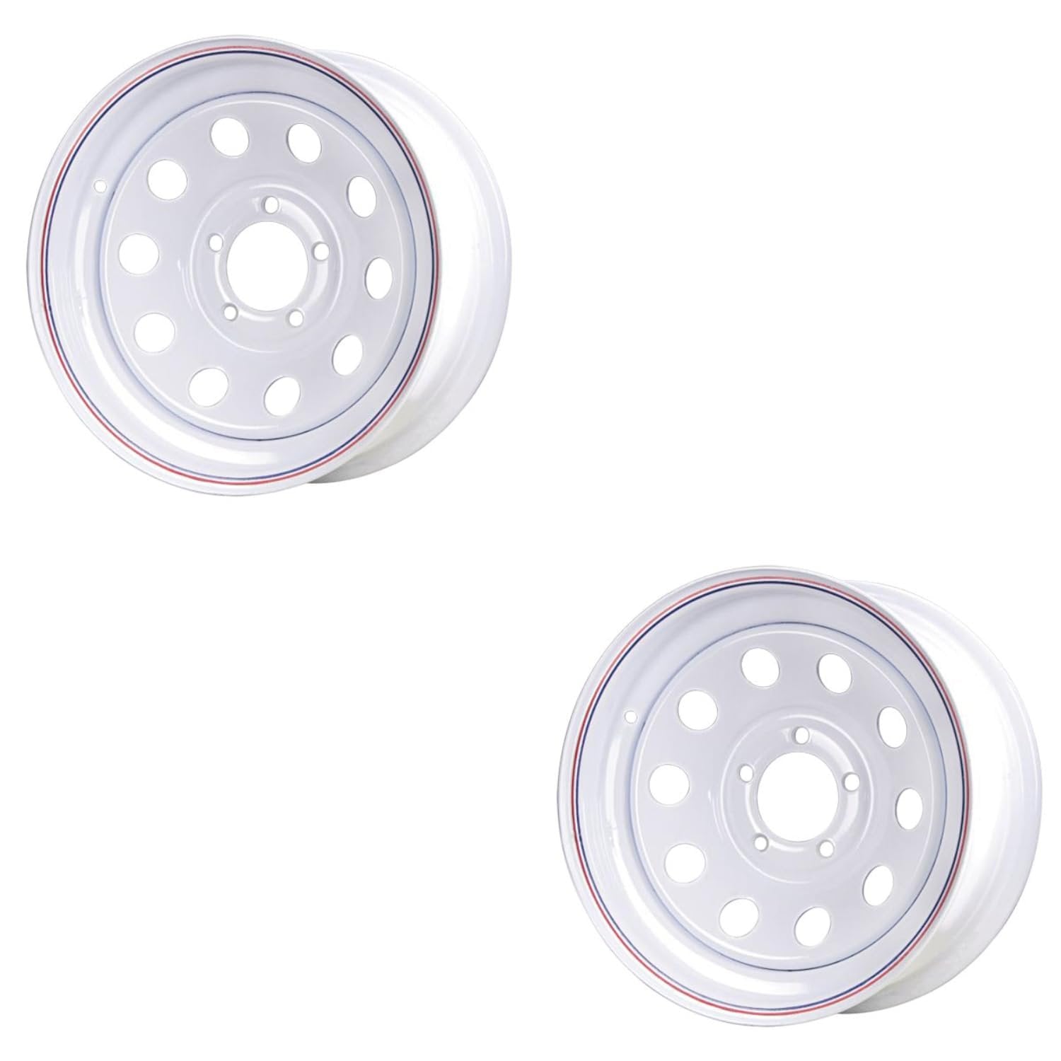 Premium Service 14x5.5 5 on 4.5 Modular Steel Trailer Wheel - White with Pin Stripes Pack of 2
