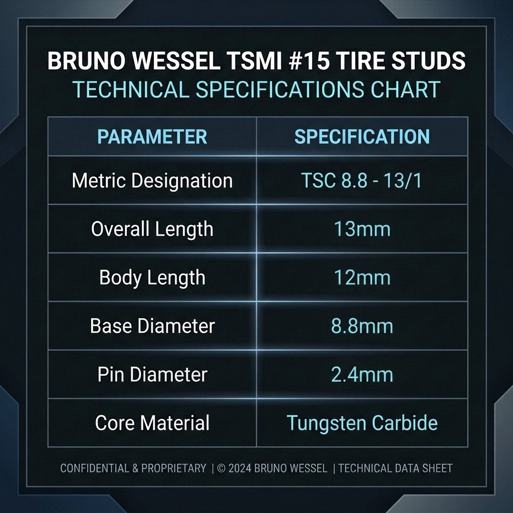 Bruno Wessel TSMI #15 Road Grip Premium Tire Studs (1000pc)