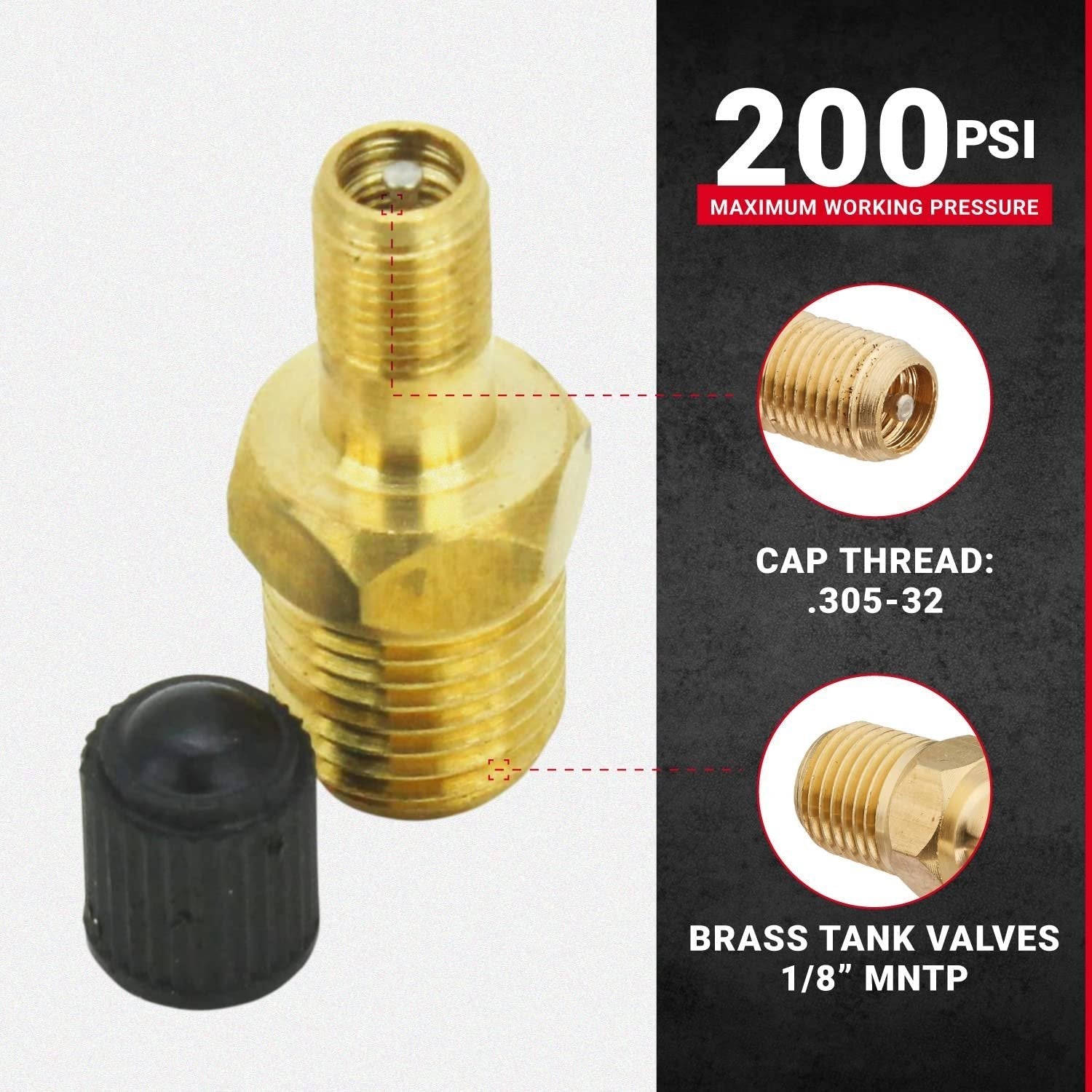 Milton S-684 1/8" MNPT Male Tank Valve Pack of 10