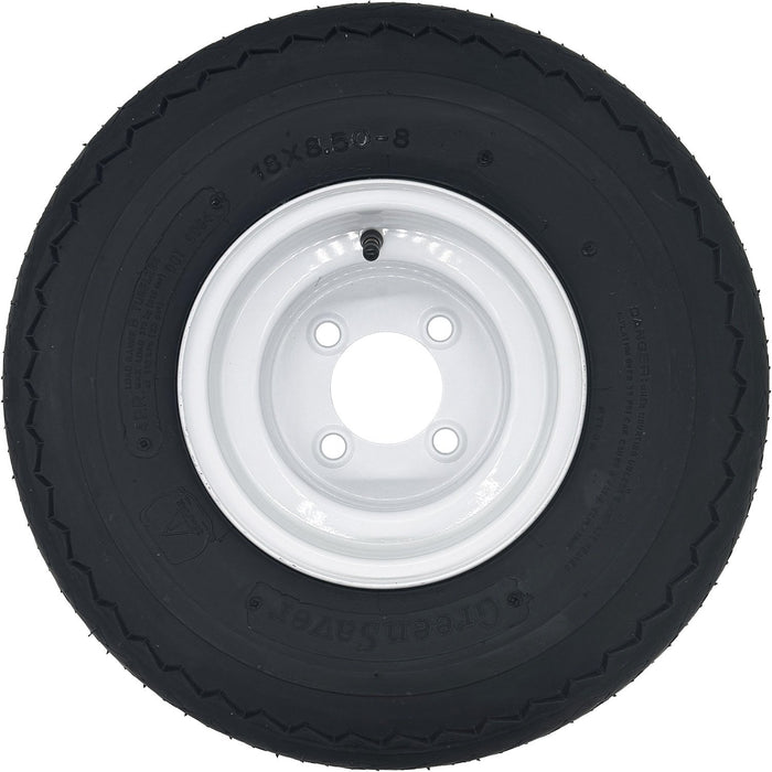 Golf Cart Tire & Wheel Assembly 18x8.50-8 4 Ply Greensaver on 4 on 4 White Wheel