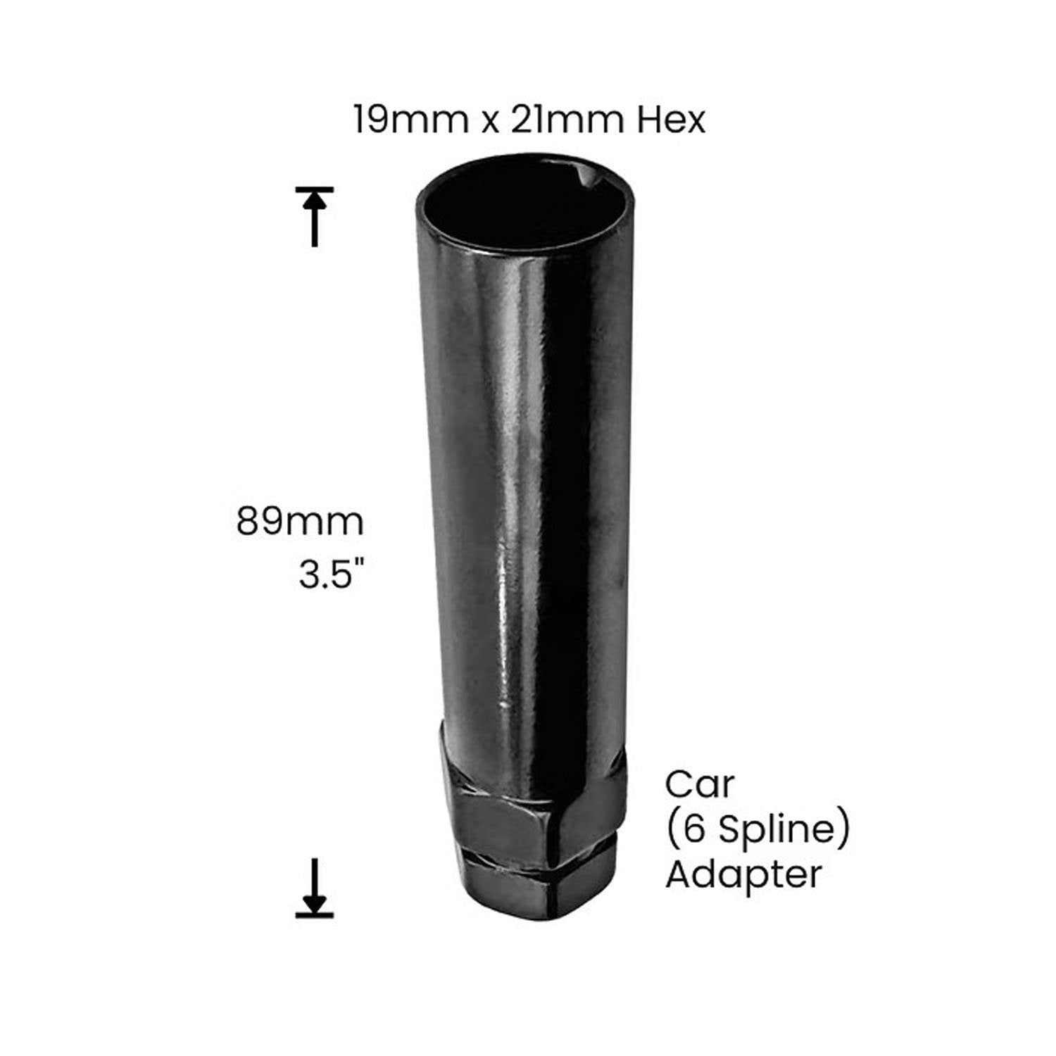 Premium Service 6-Spline Key for Wheel Lug Nuts M19x21 Hex - Black