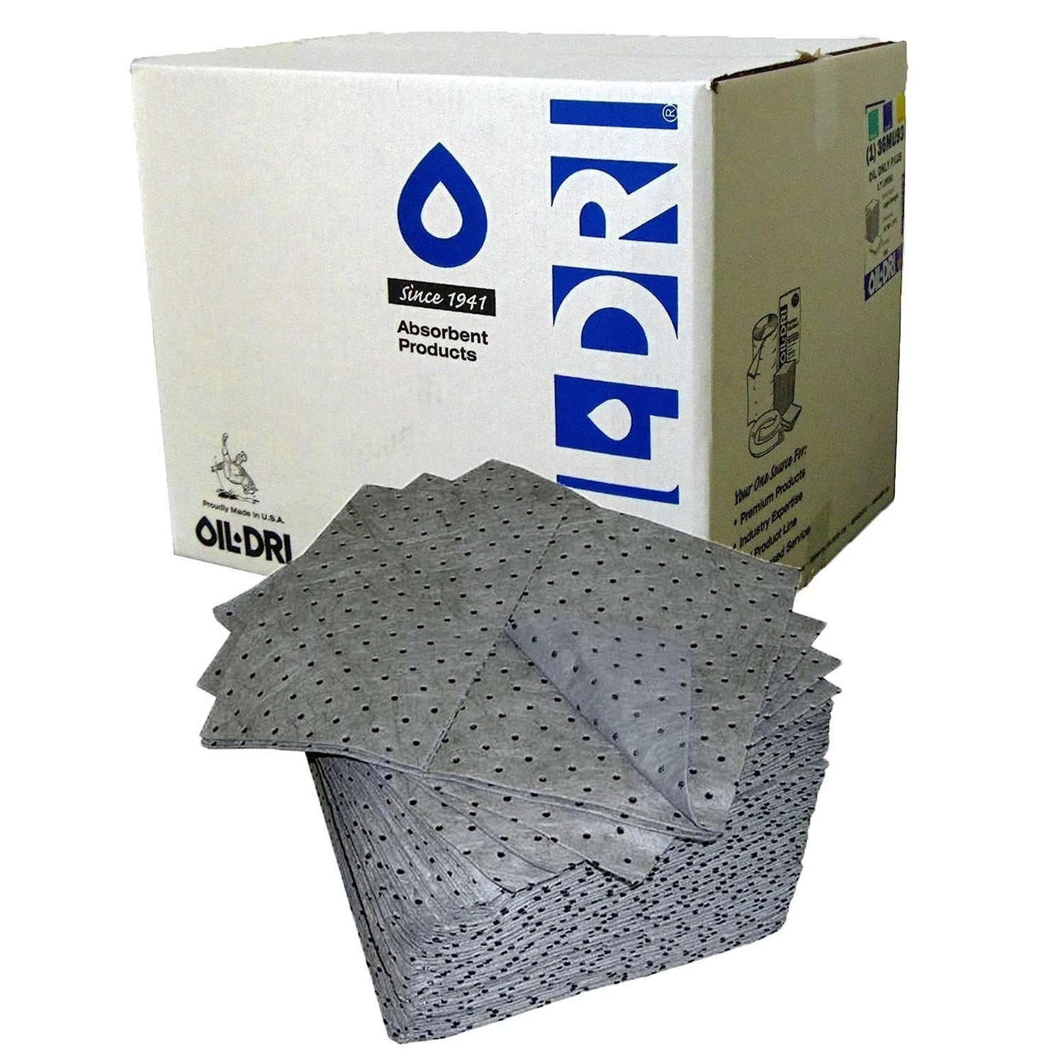 Oil Dri 15" x 19" Light Duty Universal Perforated Absorbent Pads - Box of 200