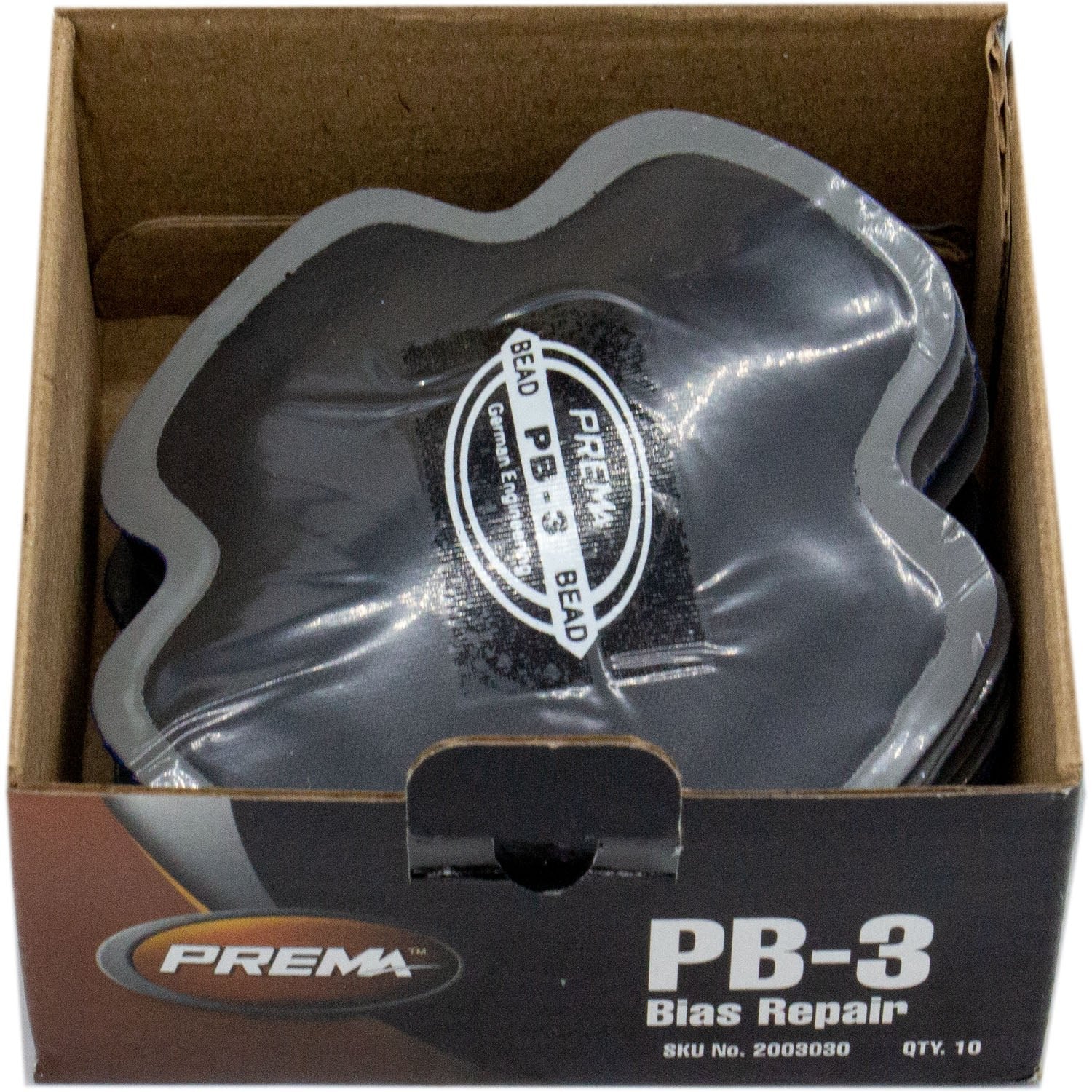 Parche cuadrado para neumático diagonal de 2 capas Prema PB-3 de 3-3/4", caja de 10 unidades