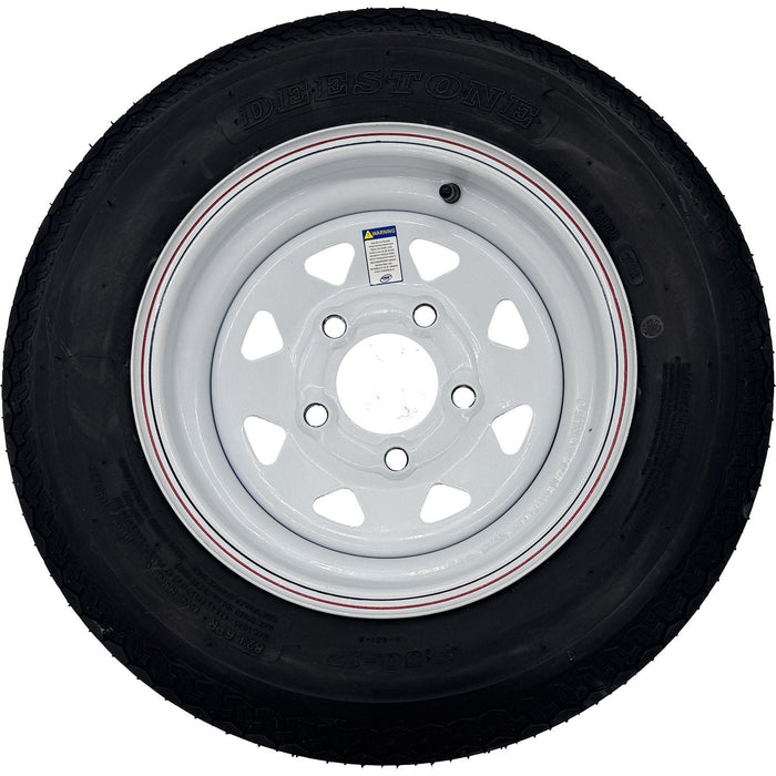 Deestone D901 5.30-12 LRC 6 Ply Trailer Tire on a 5 on 4.5 Spoked Wheel