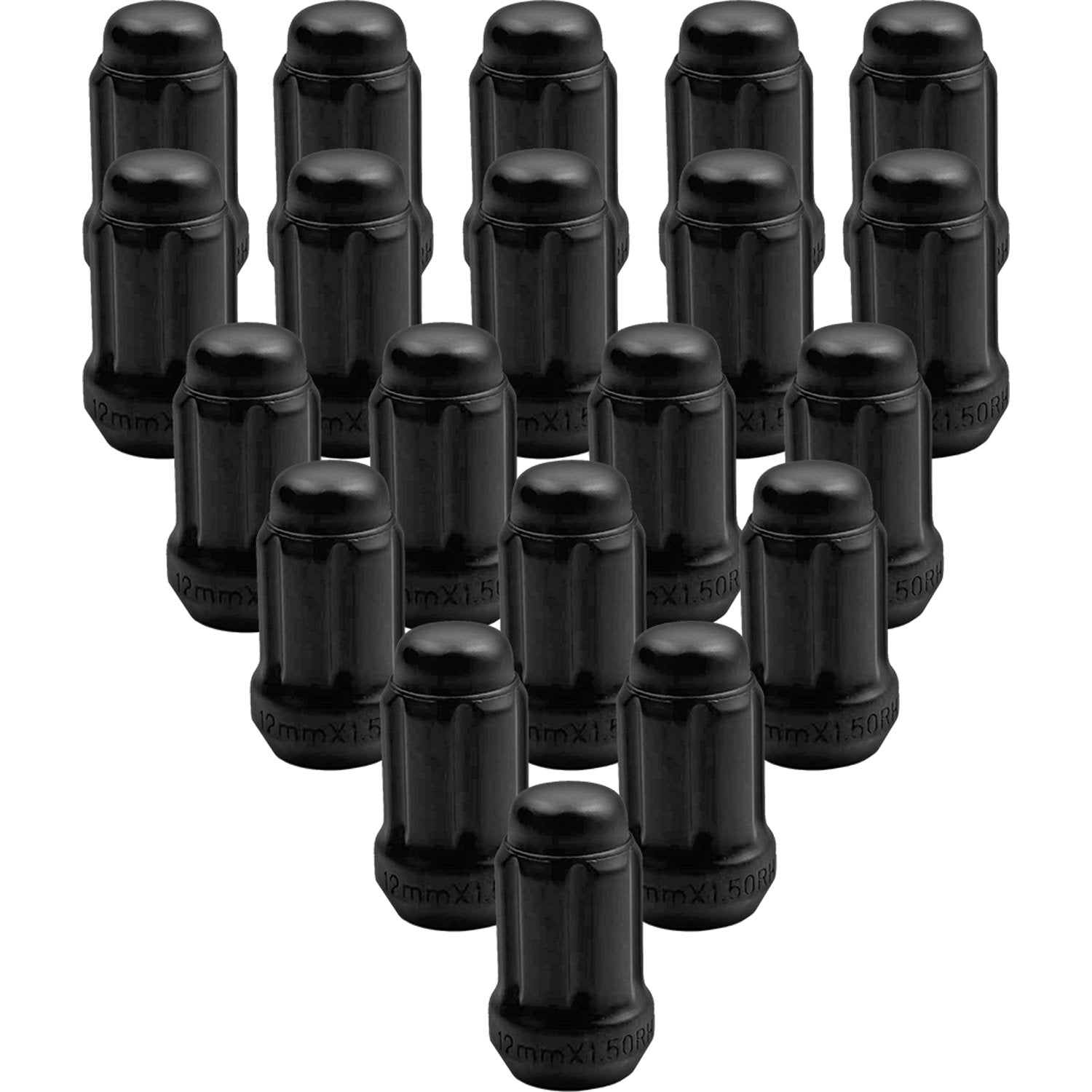 Premium Service M12x1.50 6-Spline Wheel Lug Nut - Black Pack of 20