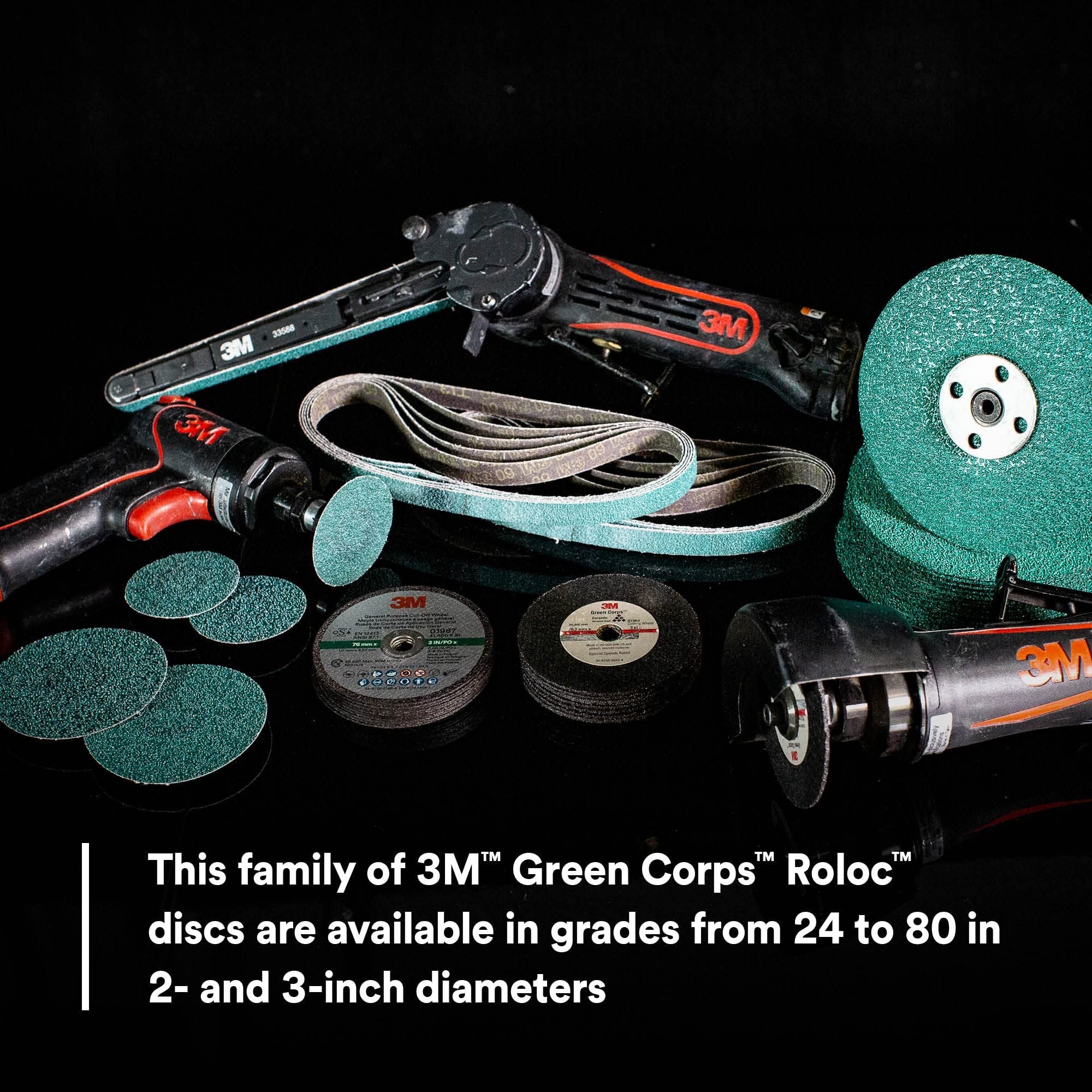 3M 36525 Green Corps Roloc Disc 2 in 40 Grit Grinding Disc 25 Pack