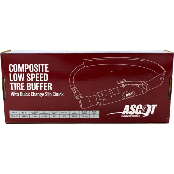 Ascot Composite Low Speed Tire Buffer - 2,800 RPM Air Pneumatic Tire Repair Tool with Quick Change Slip Chuck