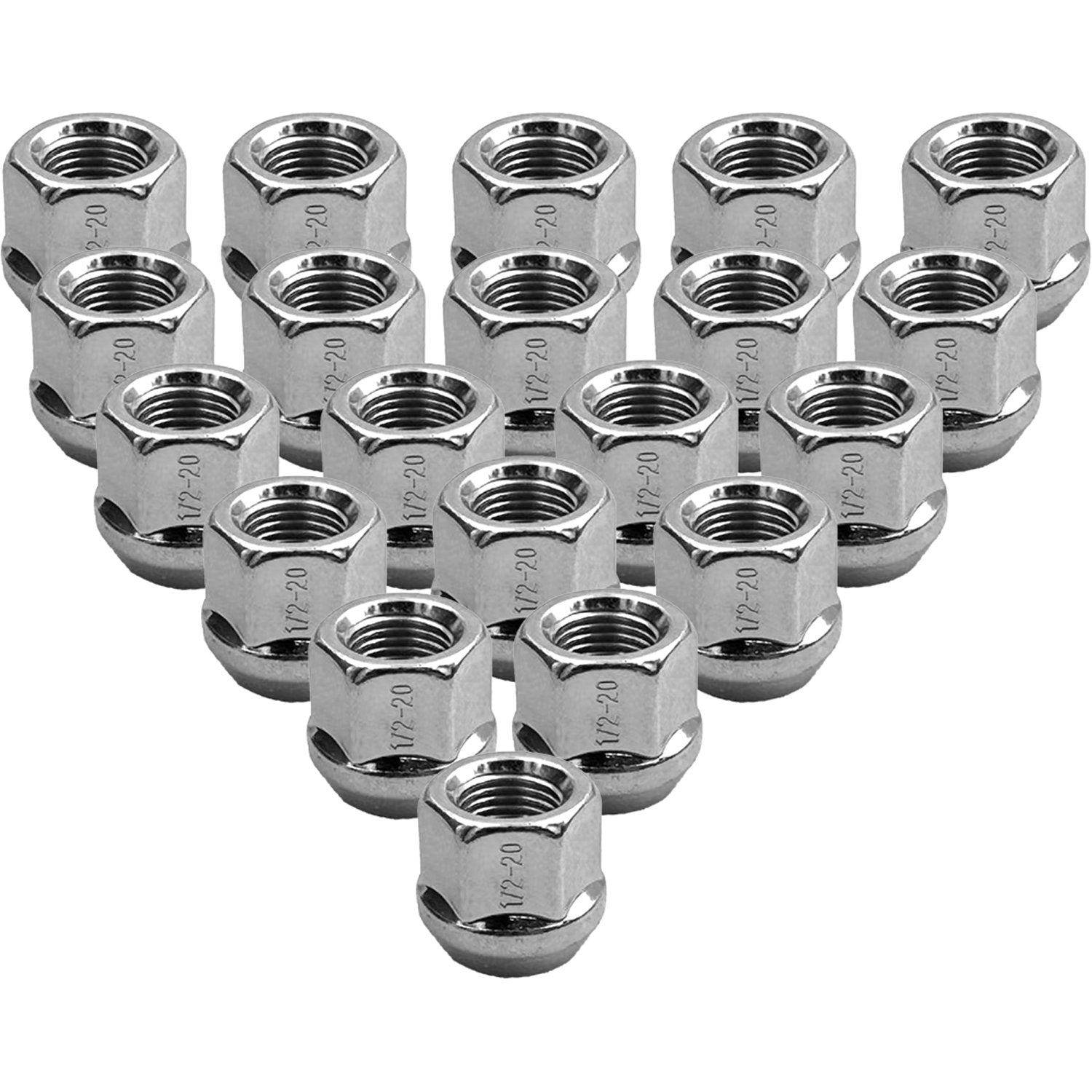 Premium Service 1/2"x20 Open End Bulge Acorn Zinc Wheel Lug Nut 3/4" Hex Pack of 20