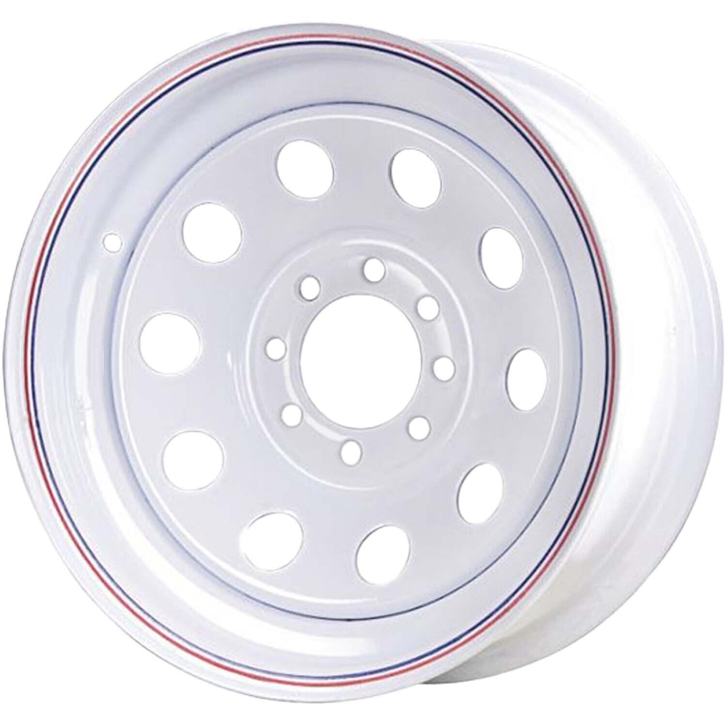 Premium Service 16x6 8 on 6.5 Modular Steel Trailer Wheel - White with Pin Stripes