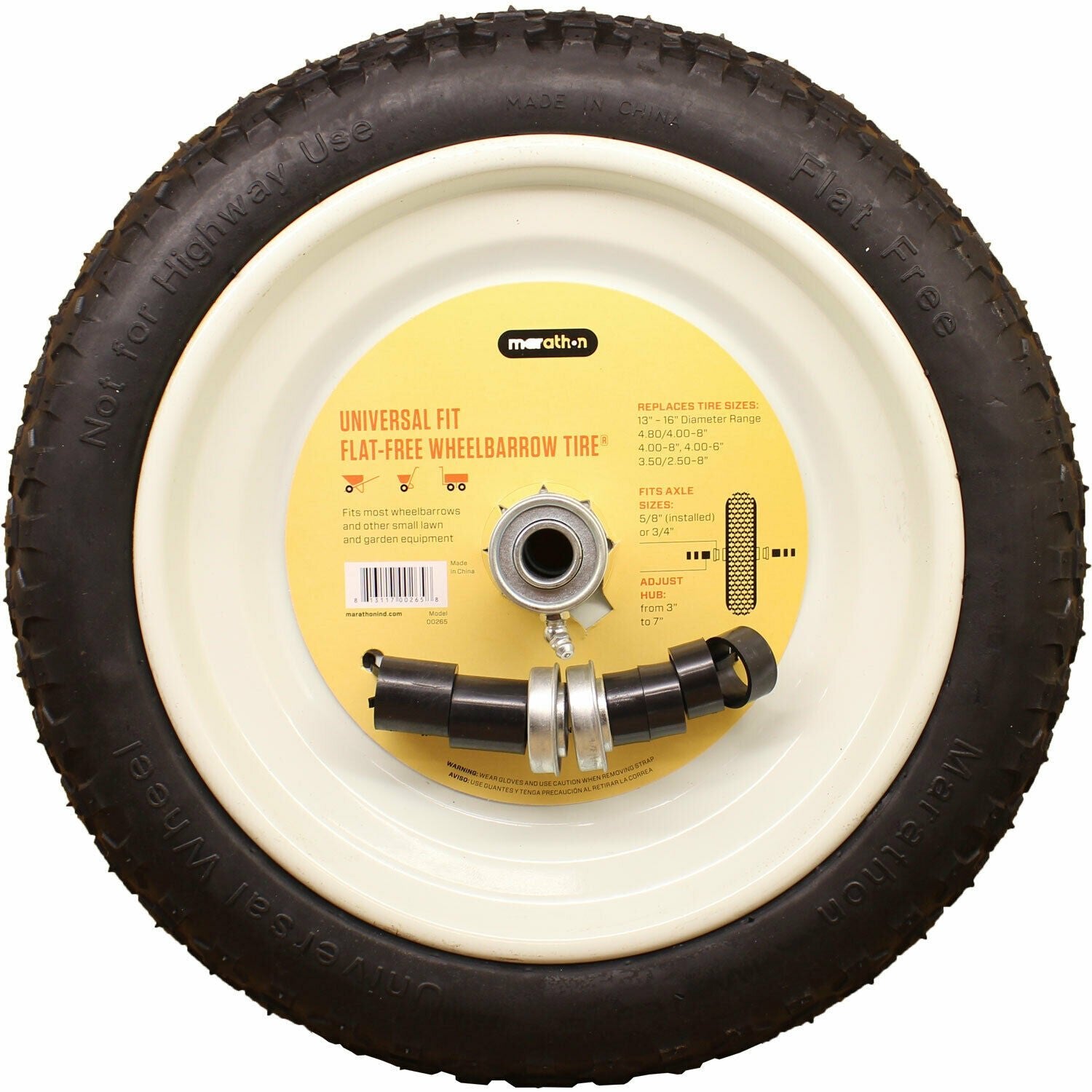 Marathon 00265 Flat Free Universal Wheelbarrow Tire 4.80/4.00-8